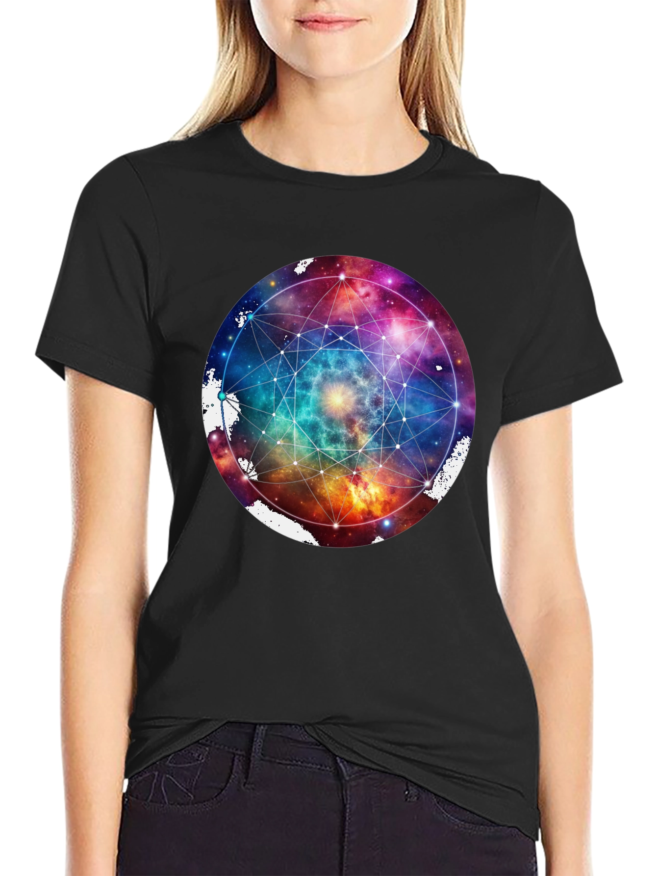 Galaxy Geometric T-Shirt - Black