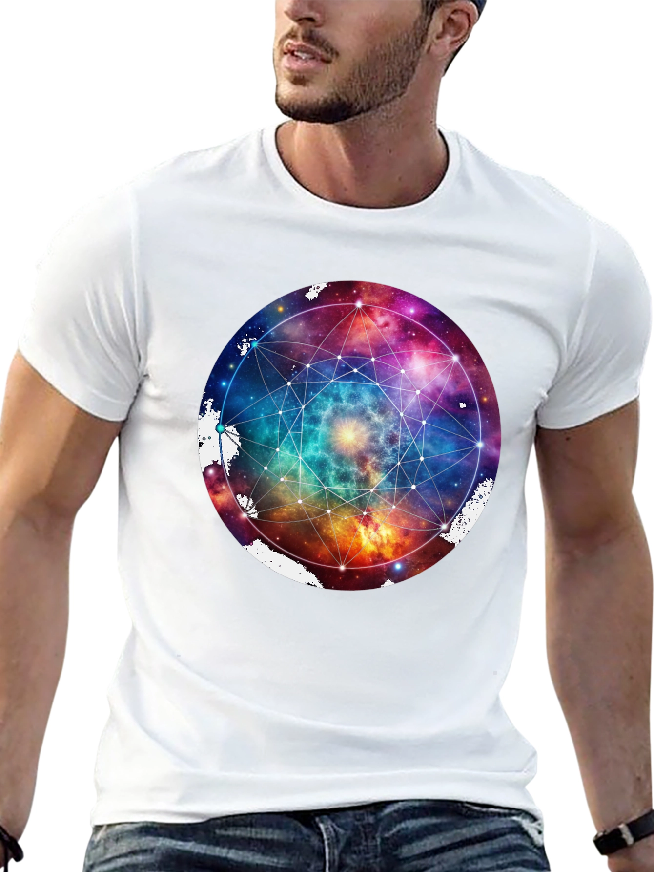 Galaxy Geometric T-Shirt - Black