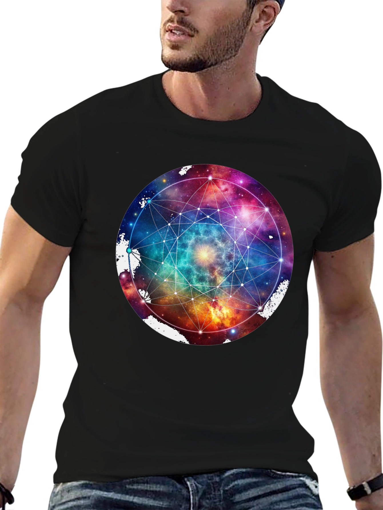 Galaxy Geometric T-Shirt - Black