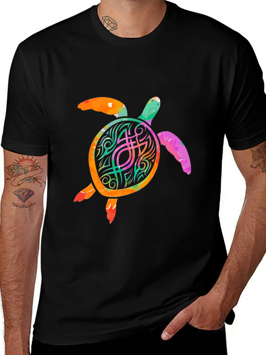 Colorful Turtle Graphic T-Shirt - Unique Sea Turtle Design