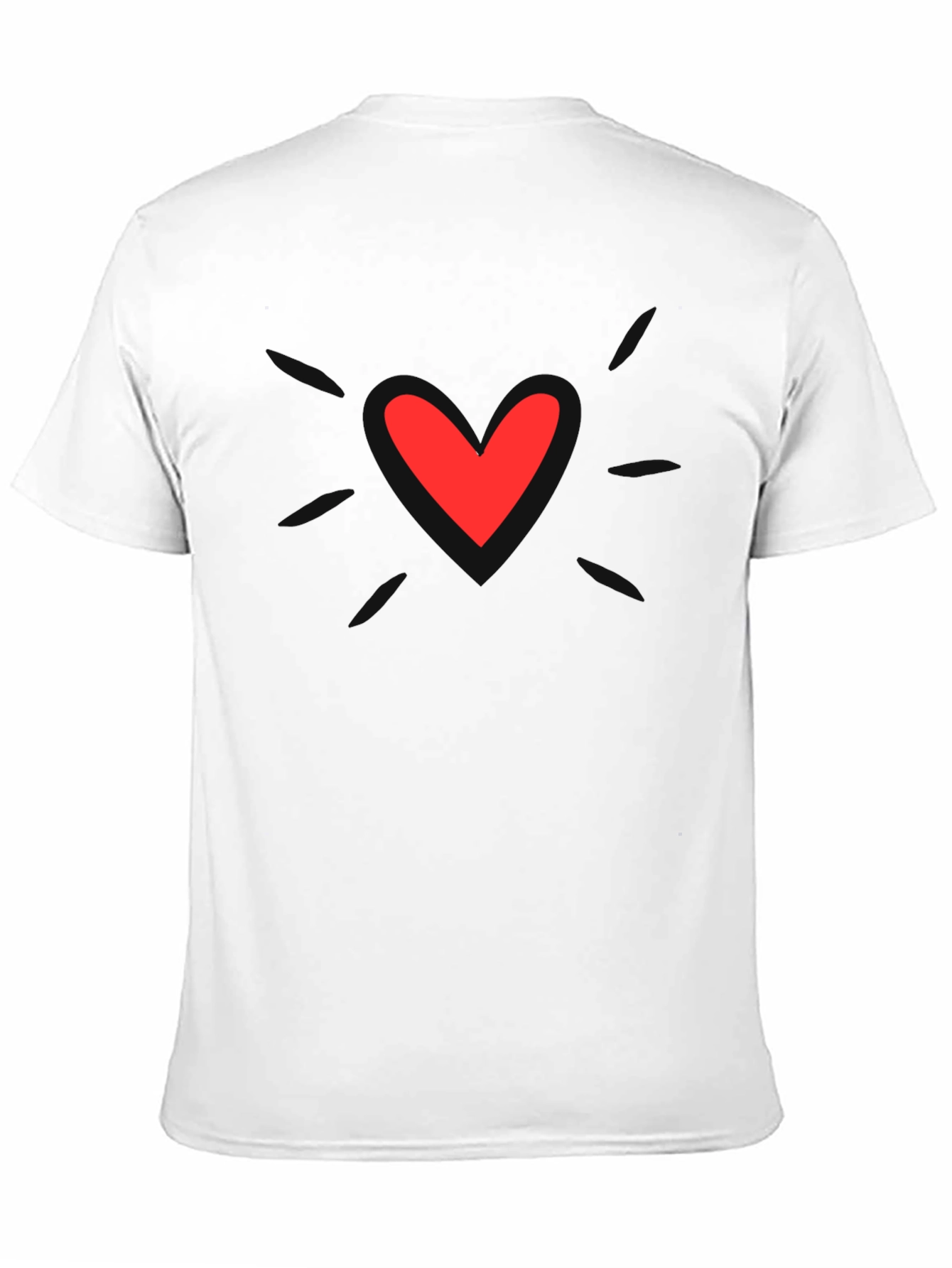 Mens Black T-Shirt with Heart Graphic