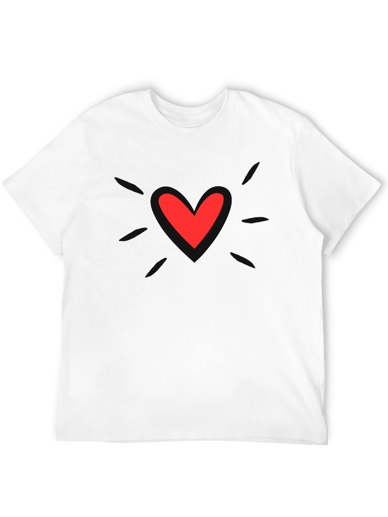 Mens Black T-Shirt with Heart Graphic