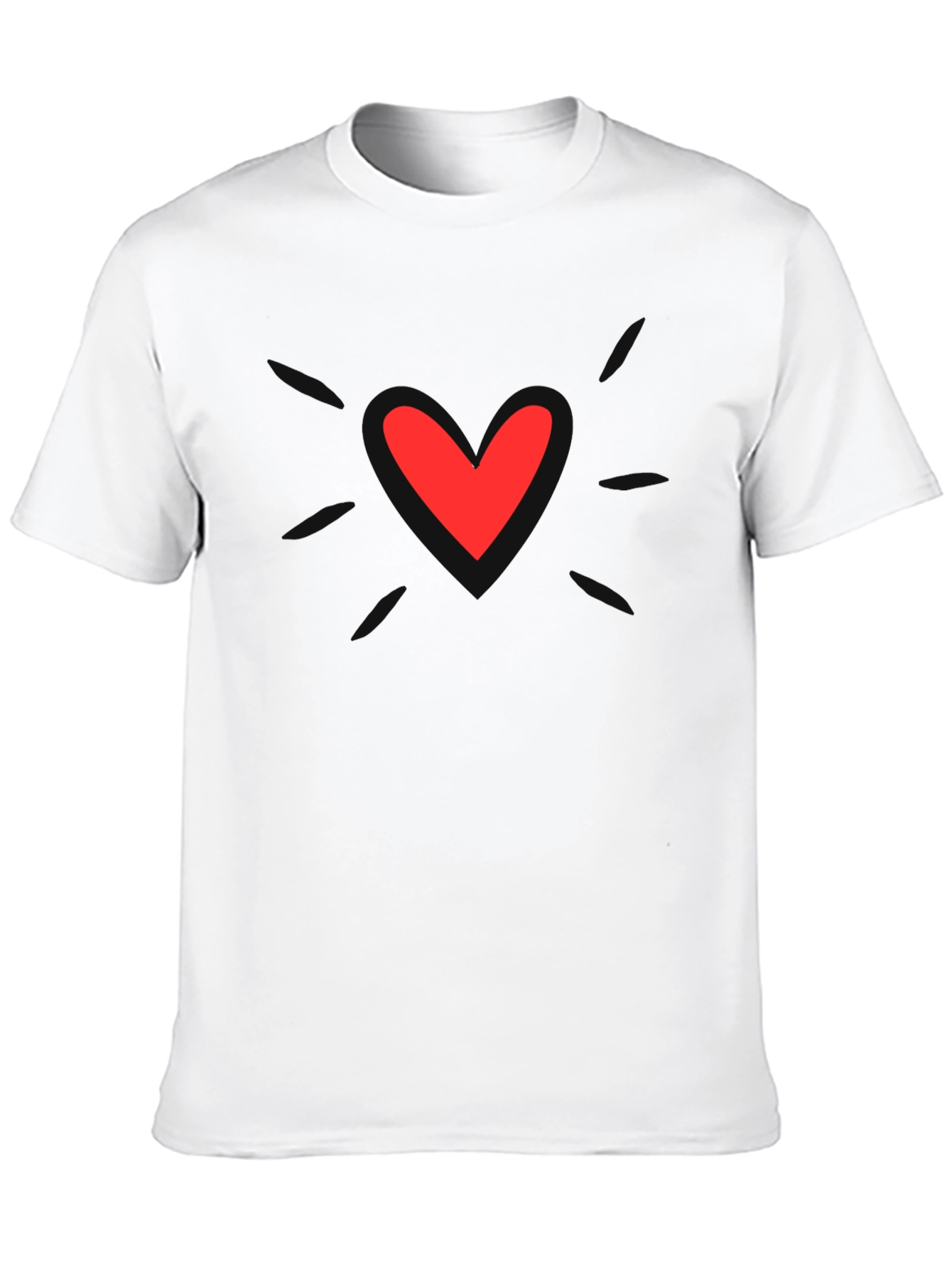 Mens Black T-Shirt with Heart Graphic