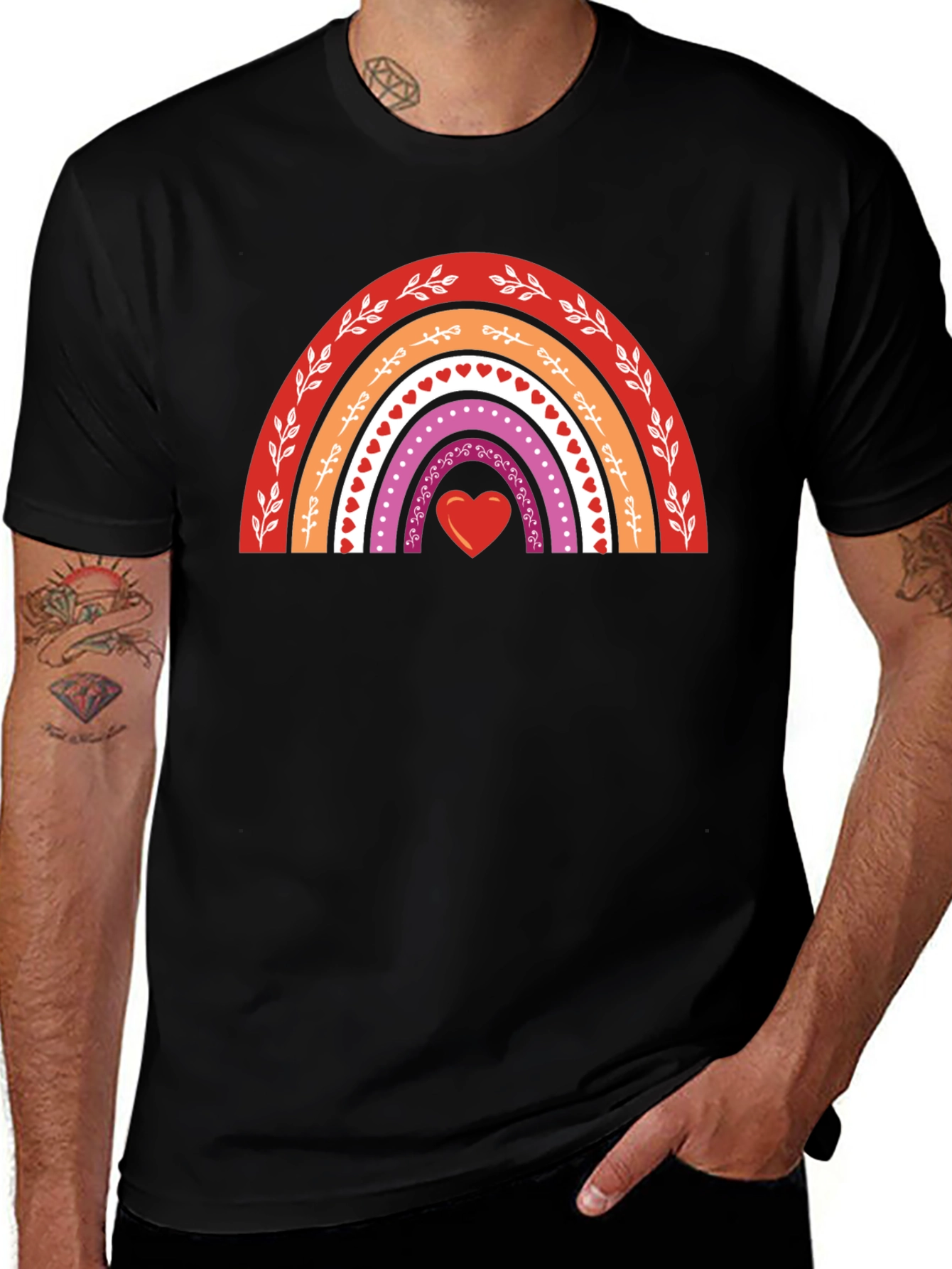 Lesbian Pride Rainbow Heart T-Shirt