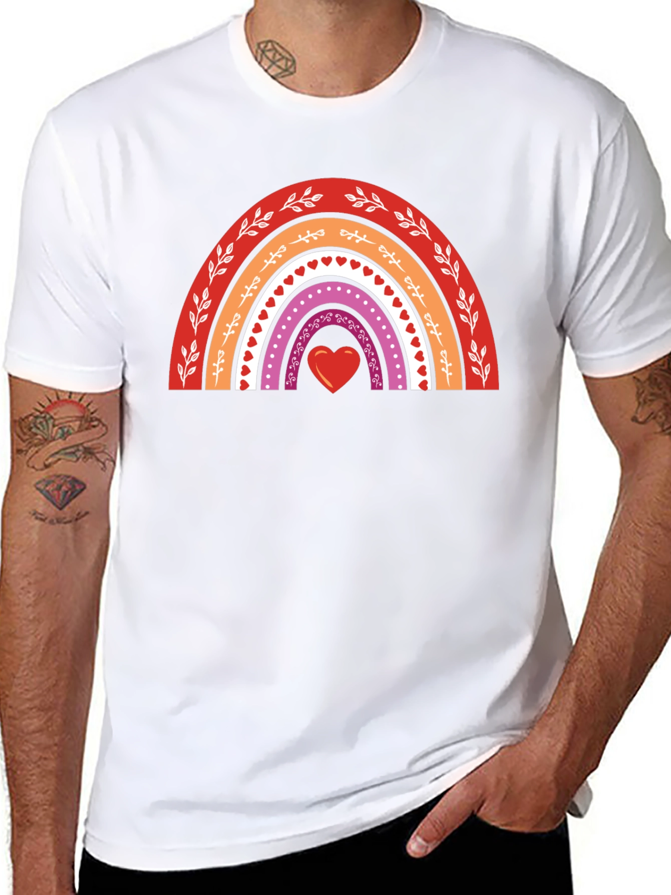 Lesbian Pride Rainbow Heart T-Shirt