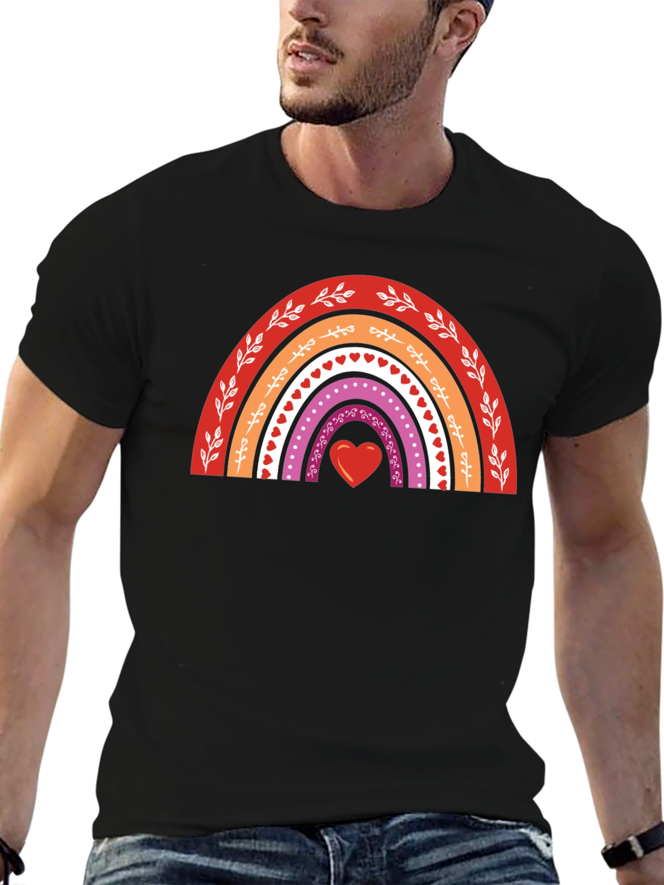 Lesbian Pride Rainbow Heart T-Shirt