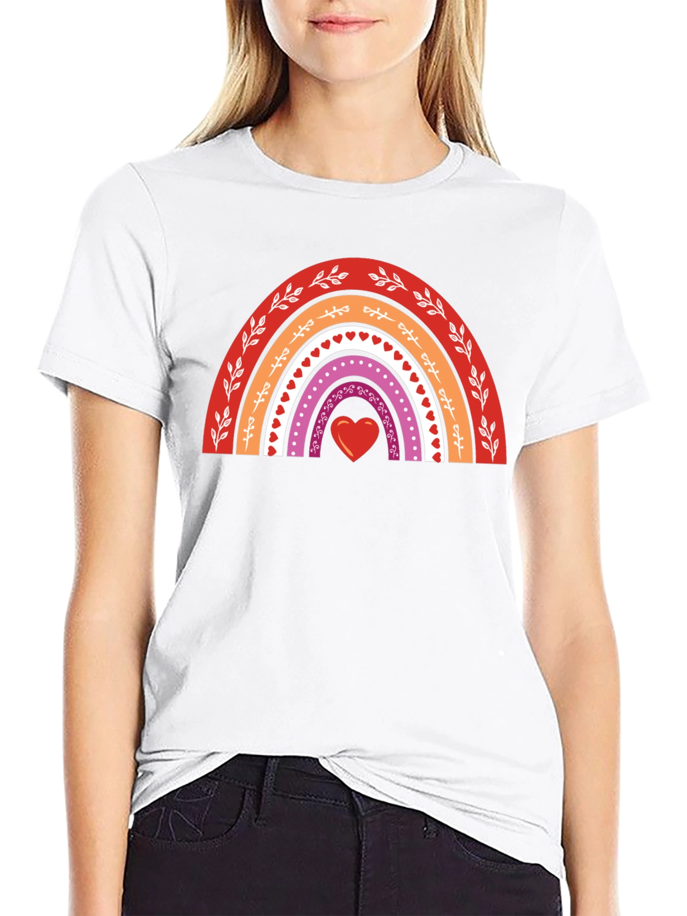 Lesbian Pride Rainbow Heart T-Shirt