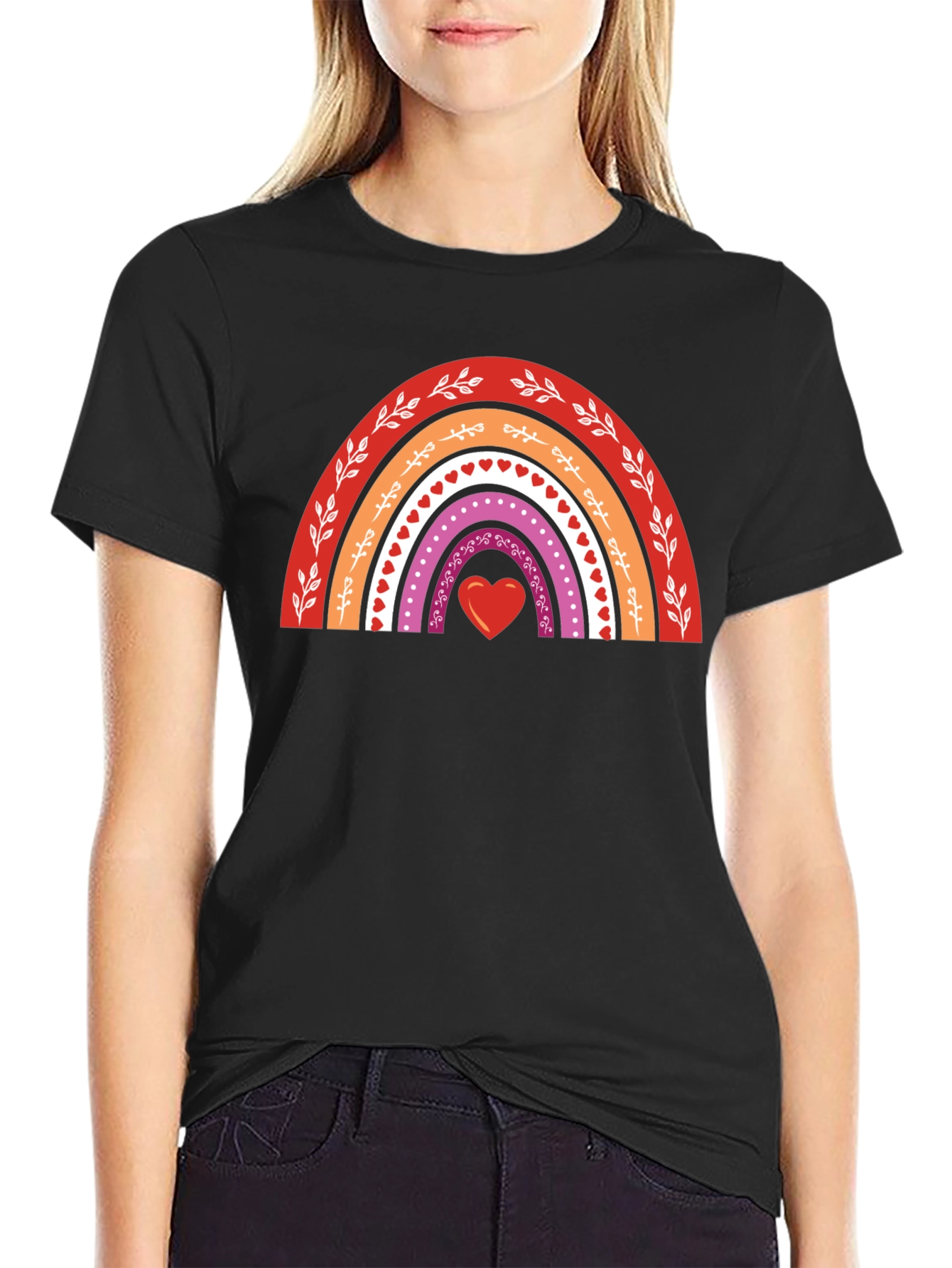 Lesbian Pride Rainbow Heart T-Shirt