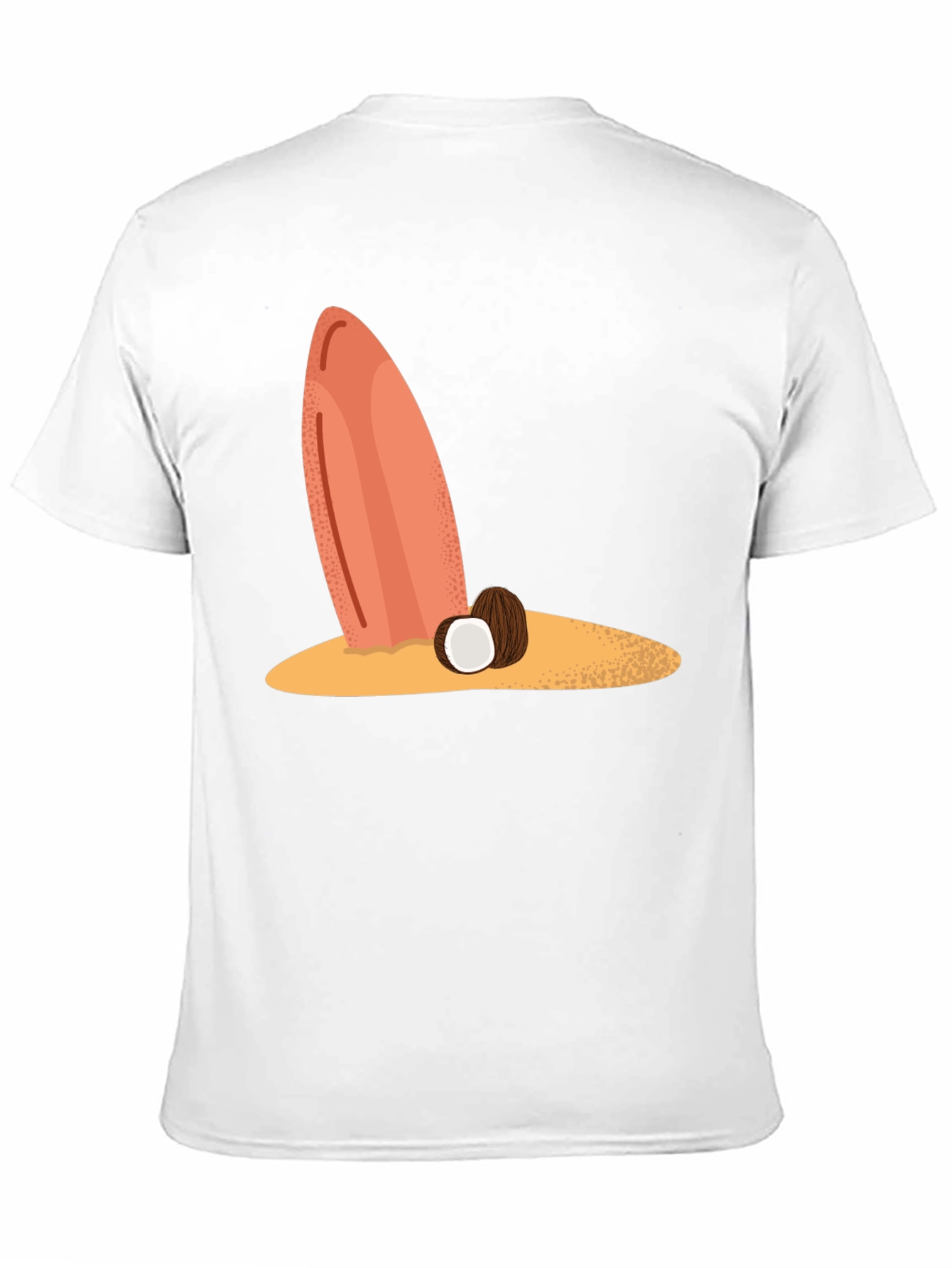 Surfboard & Coconut Black Tee - Tropical Beach Vibes