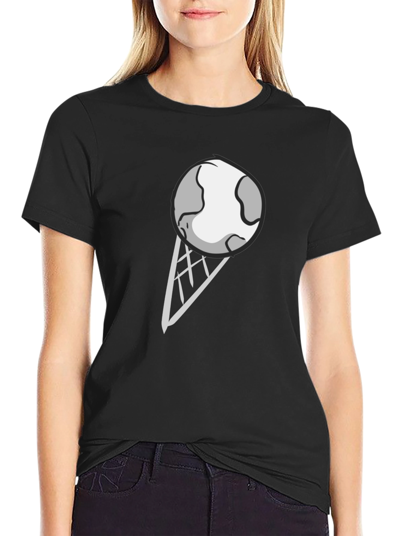 Earth Ice Cream Graphic Tee - Novelty Black T-Shirt