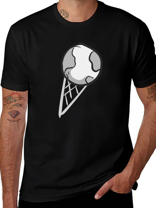 Earth Ice Cream Graphic Tee - Novelty Black T-Shirt
