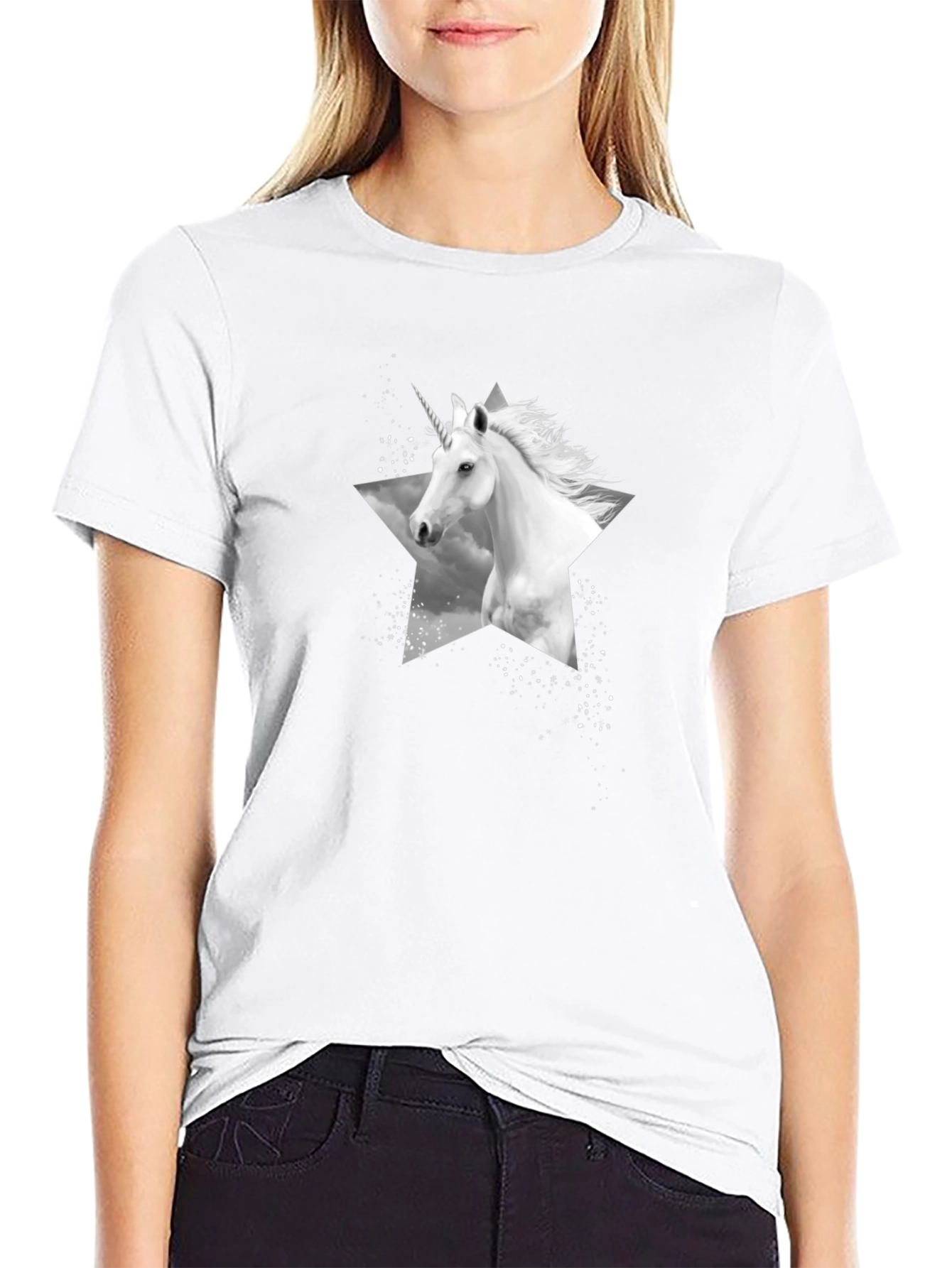 Unicorn Star Graphic Tee - Black