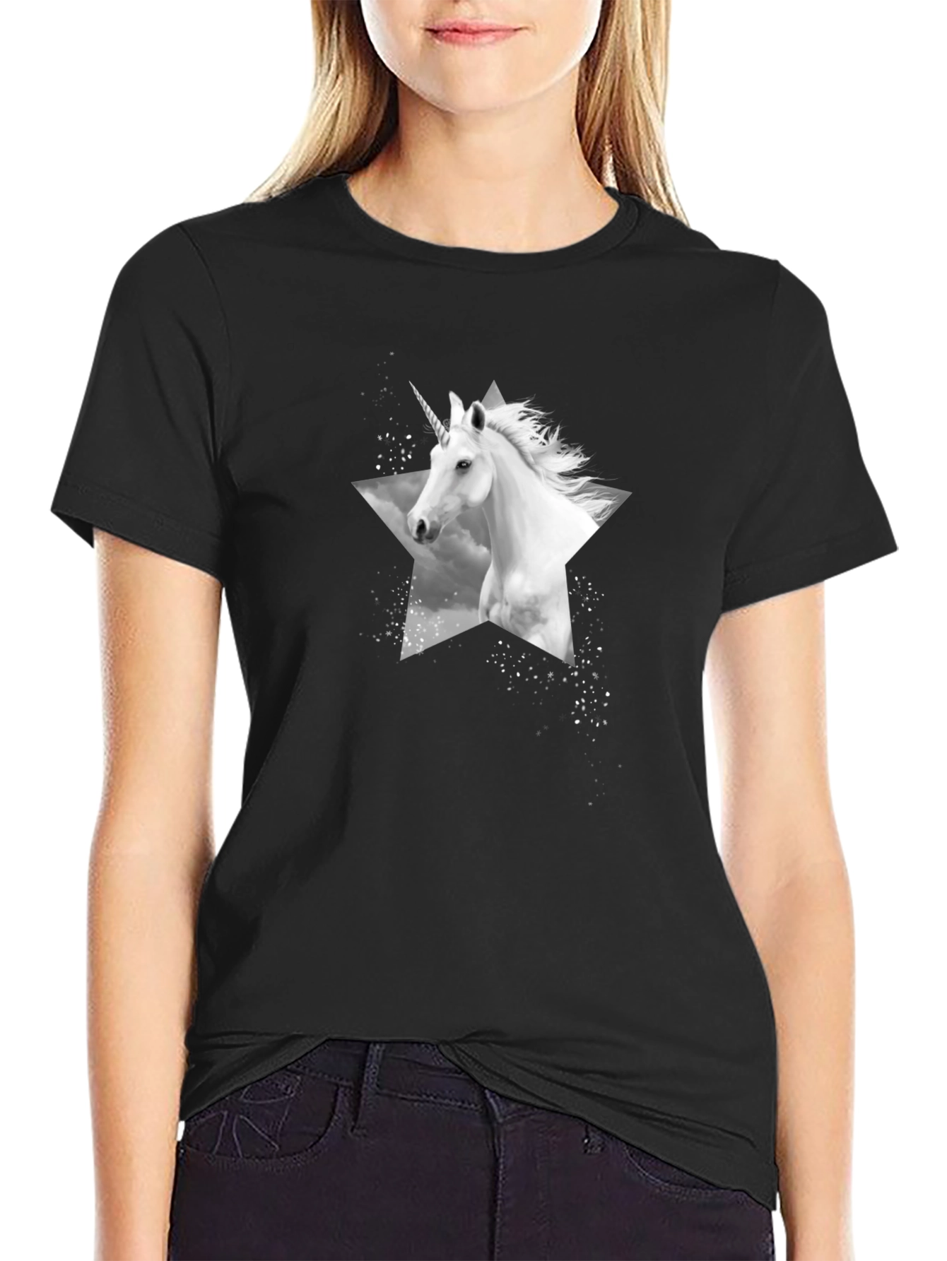 Unicorn Star Graphic Tee - Black