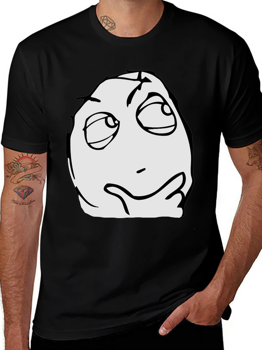 Thinking Meme Graphic T-Shirt - Black