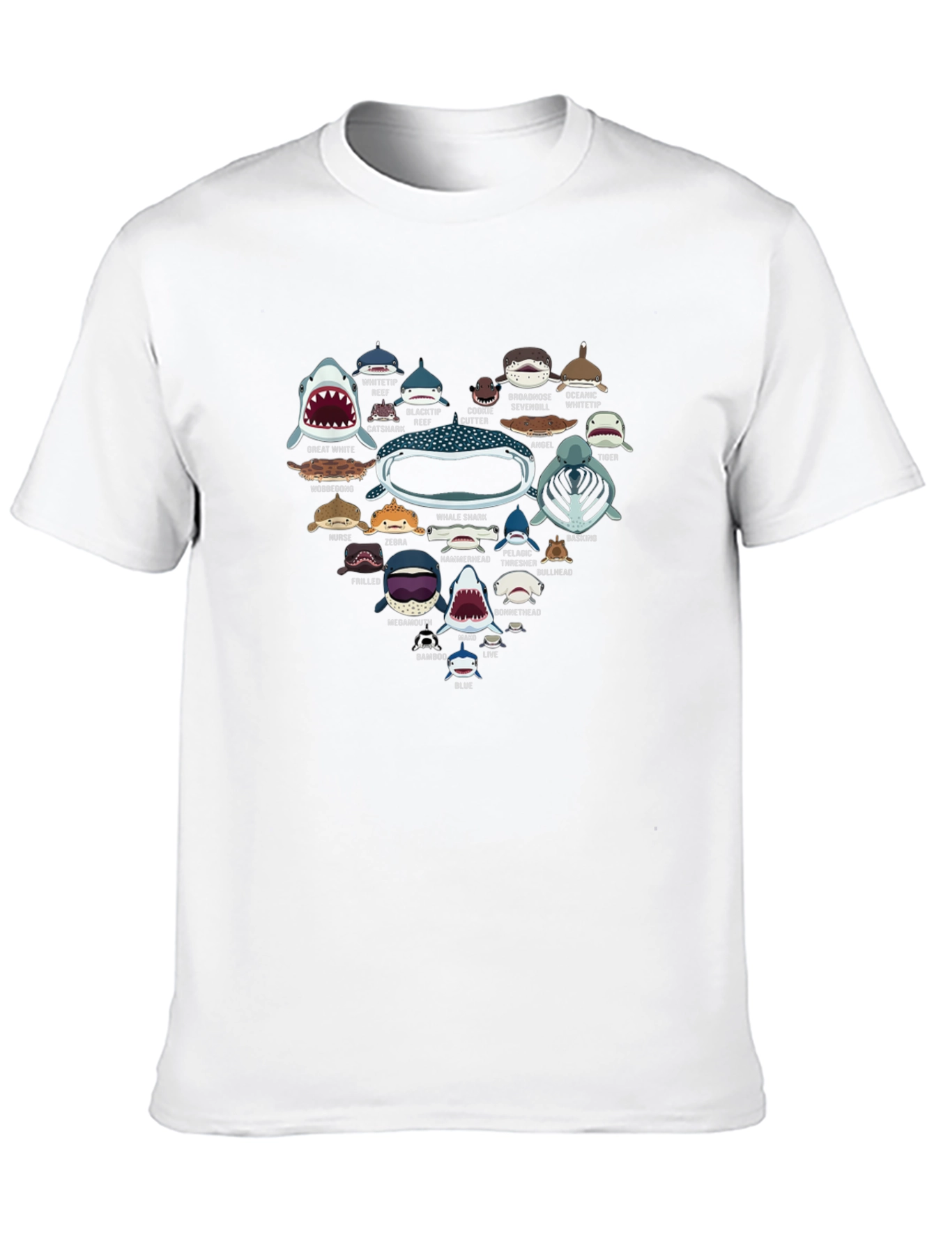 Shark Species Heart Graphic Print T-Shirt