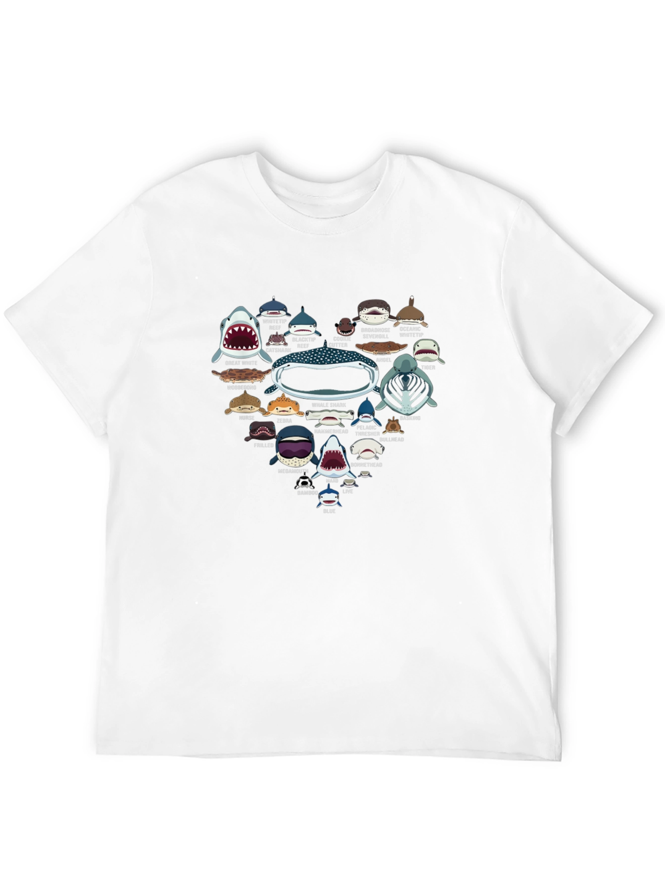 Shark Species Heart Graphic Print T-Shirt