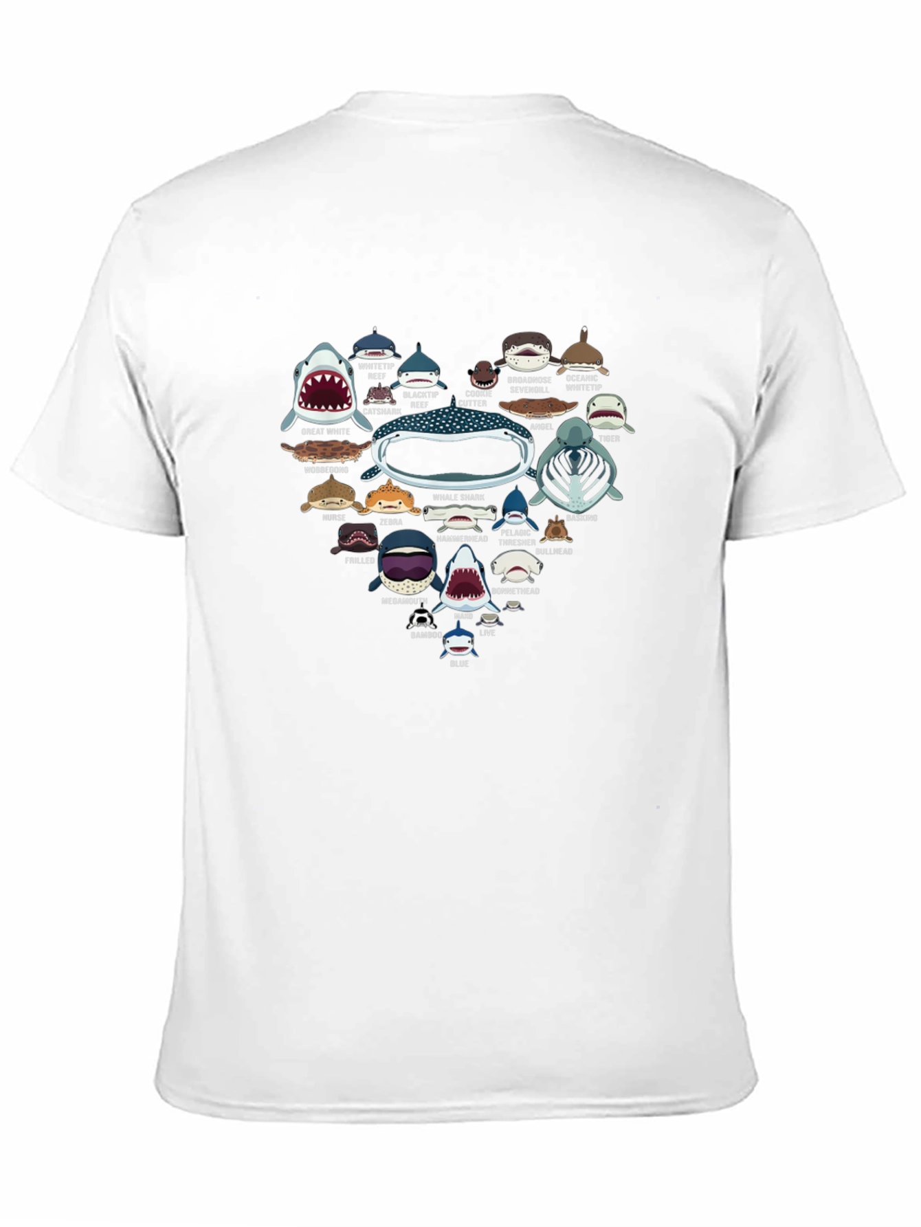 Shark Species Heart Graphic Print T-Shirt