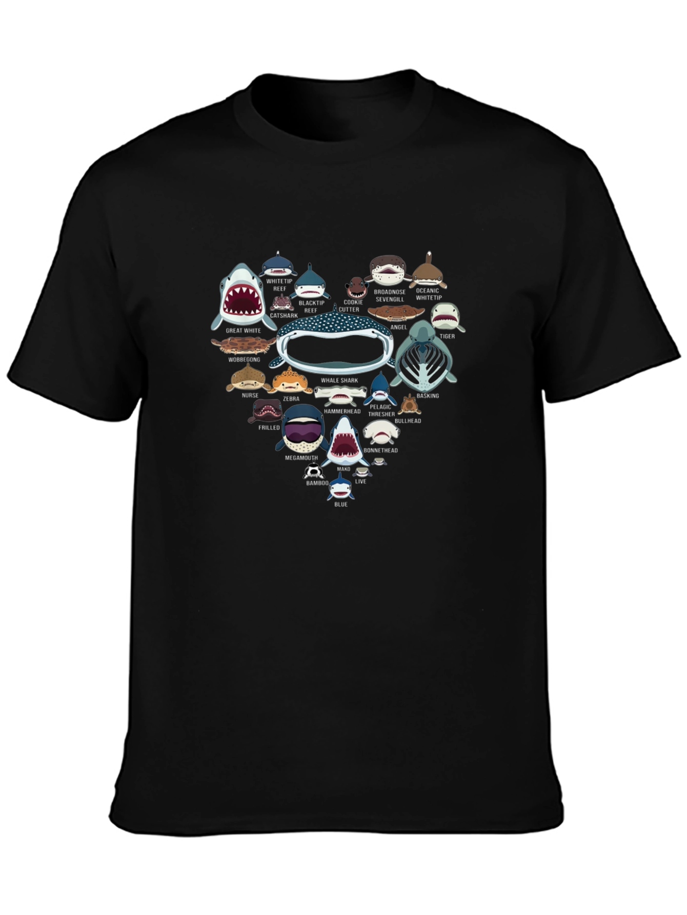 Shark Species Heart Graphic Print T-Shirt