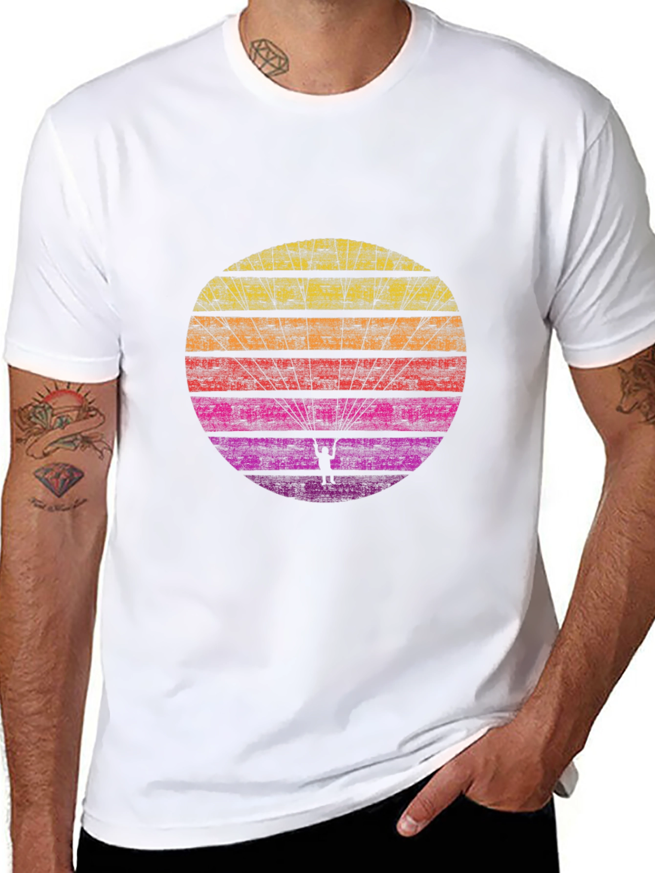 Retro Sunset Paragliding T-Shirt