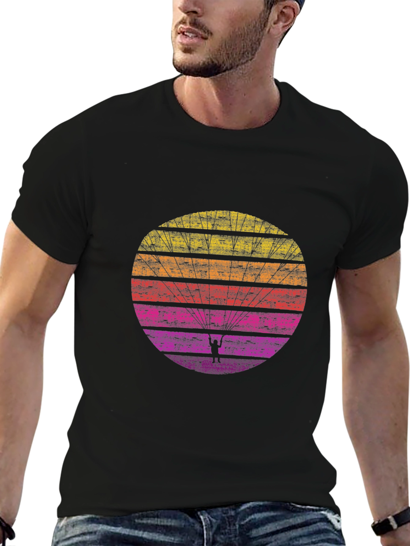 Retro Sunset Paragliding T-Shirt