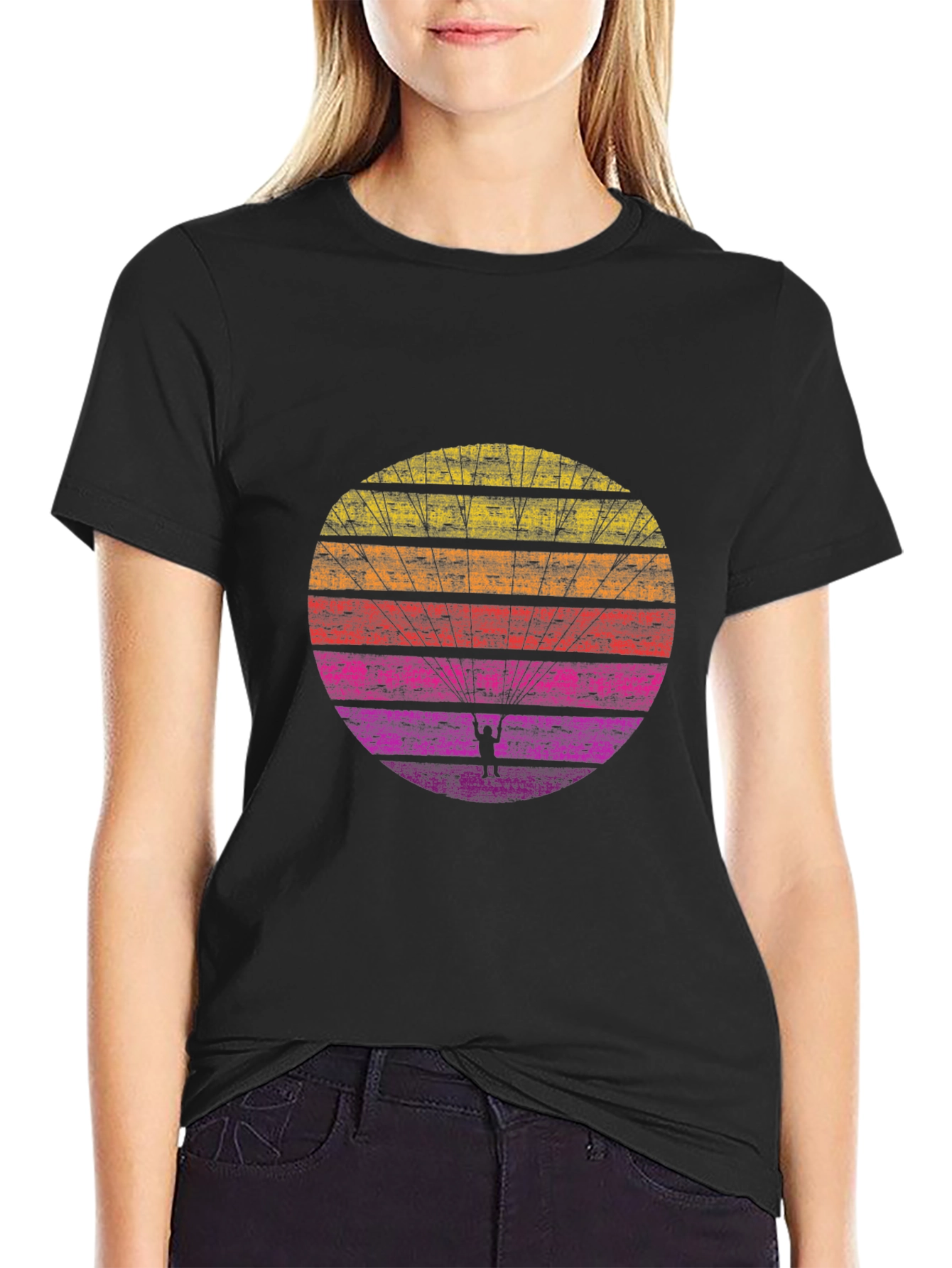 Retro Sunset Paragliding T-Shirt
