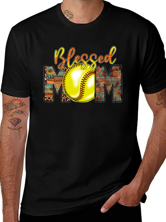 Blessed Mom Softball Graphic Tee