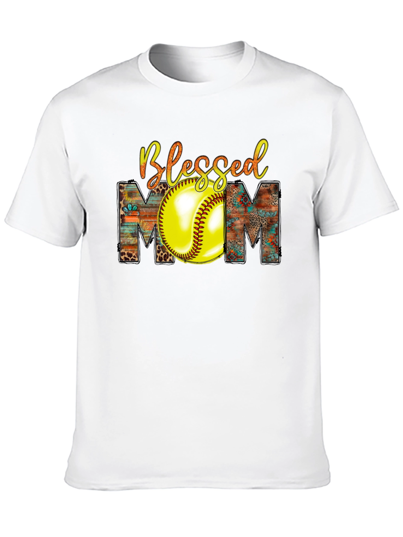 Blessed Mom Softball Graphic Tee