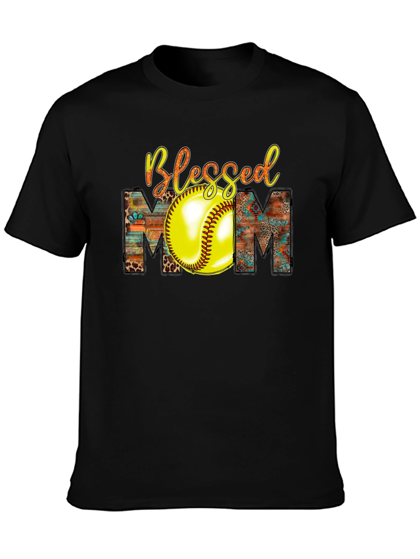 Blessed Mom Softball Graphic Tee