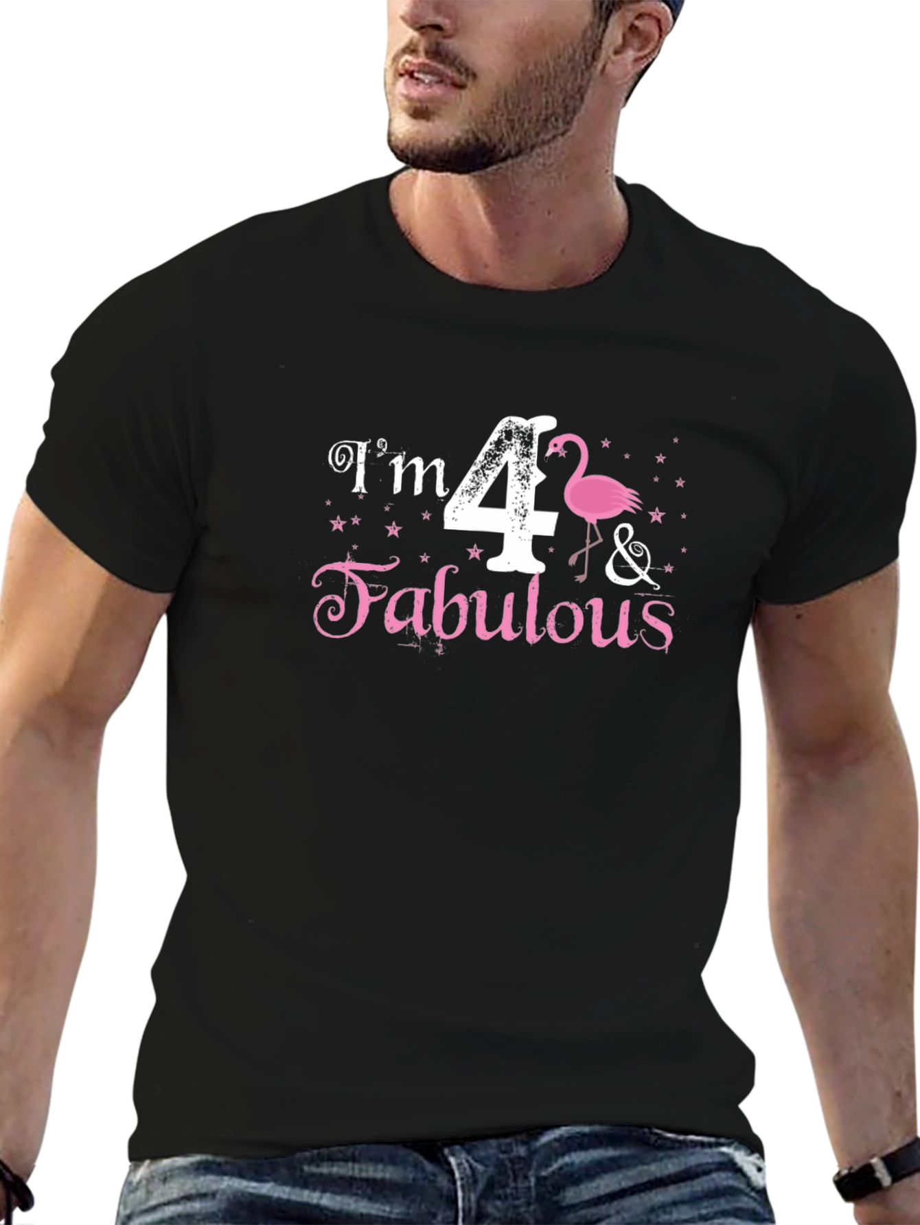Im 4 & Fabulous Flamingo Black T-Shirt