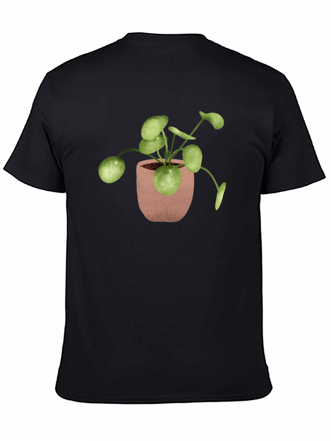 Pilea Plant T-Shirt - Black Cotton Tee