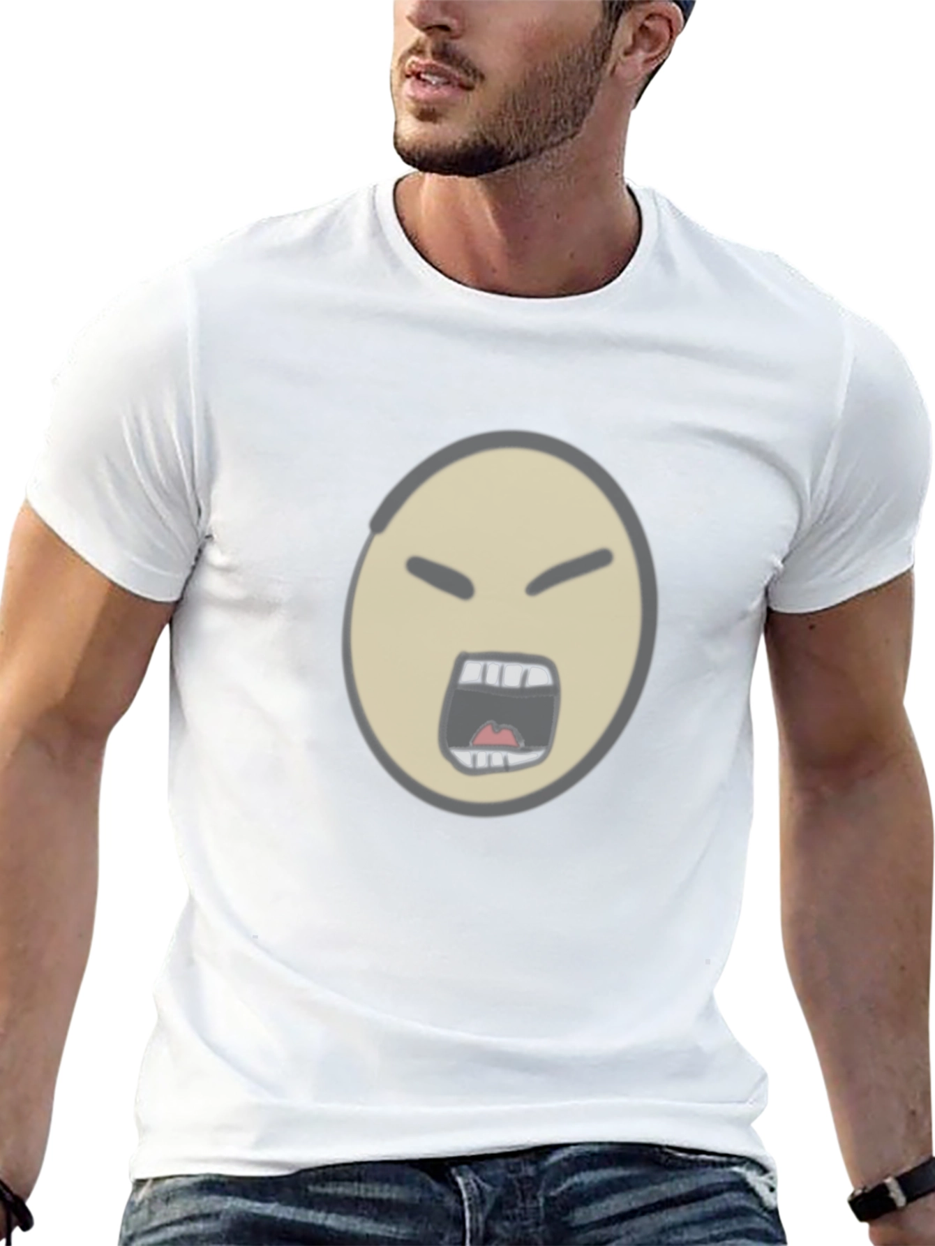 Angry Face Emoji Graphic Black T-Shirt