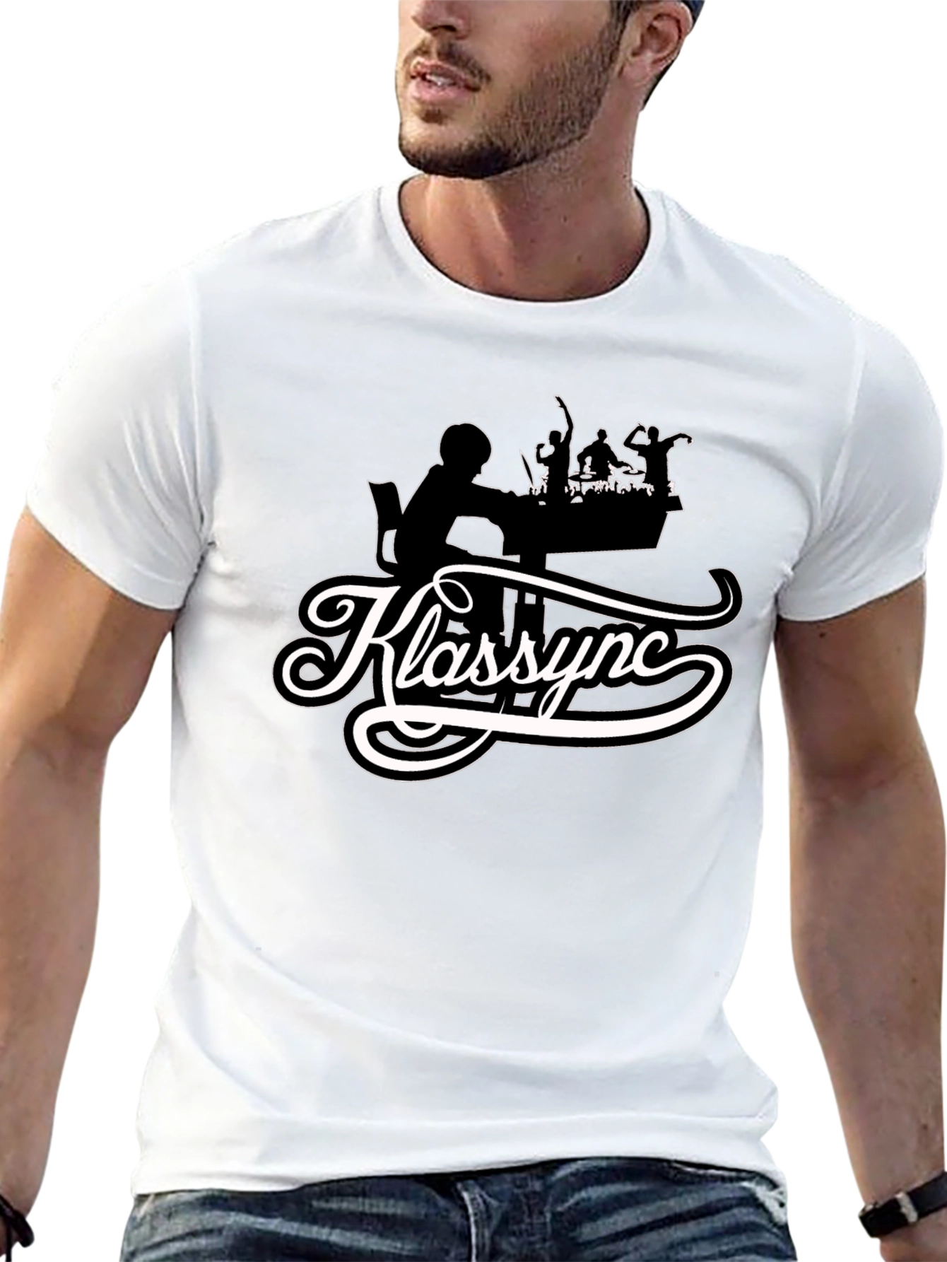 Klassync Black Graphic T-Shirt - DJ & Crowd Design