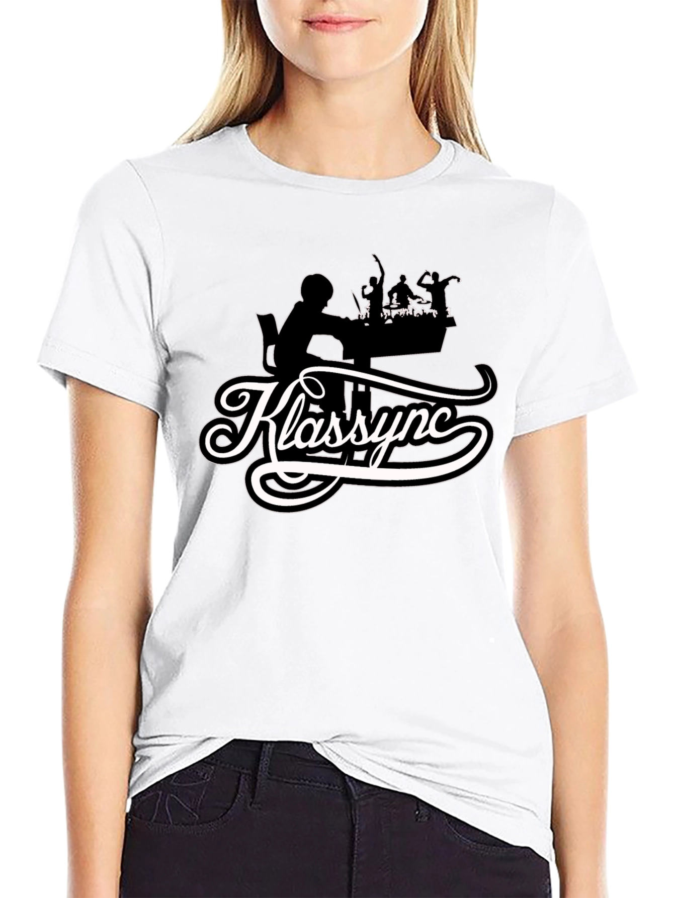 Klassync Black Graphic T-Shirt - DJ & Crowd Design