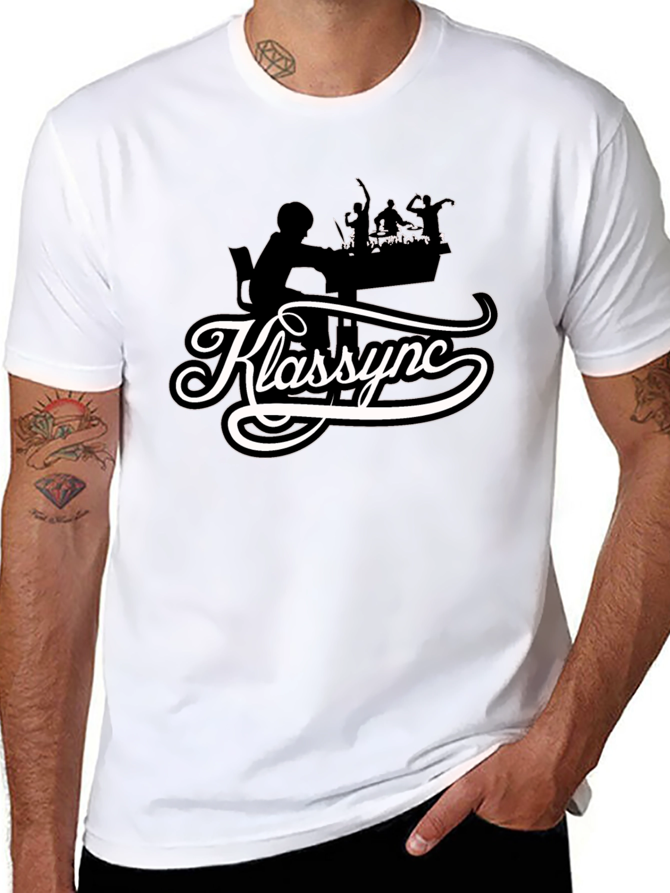 Klassync Black Graphic T-Shirt - DJ & Crowd Design