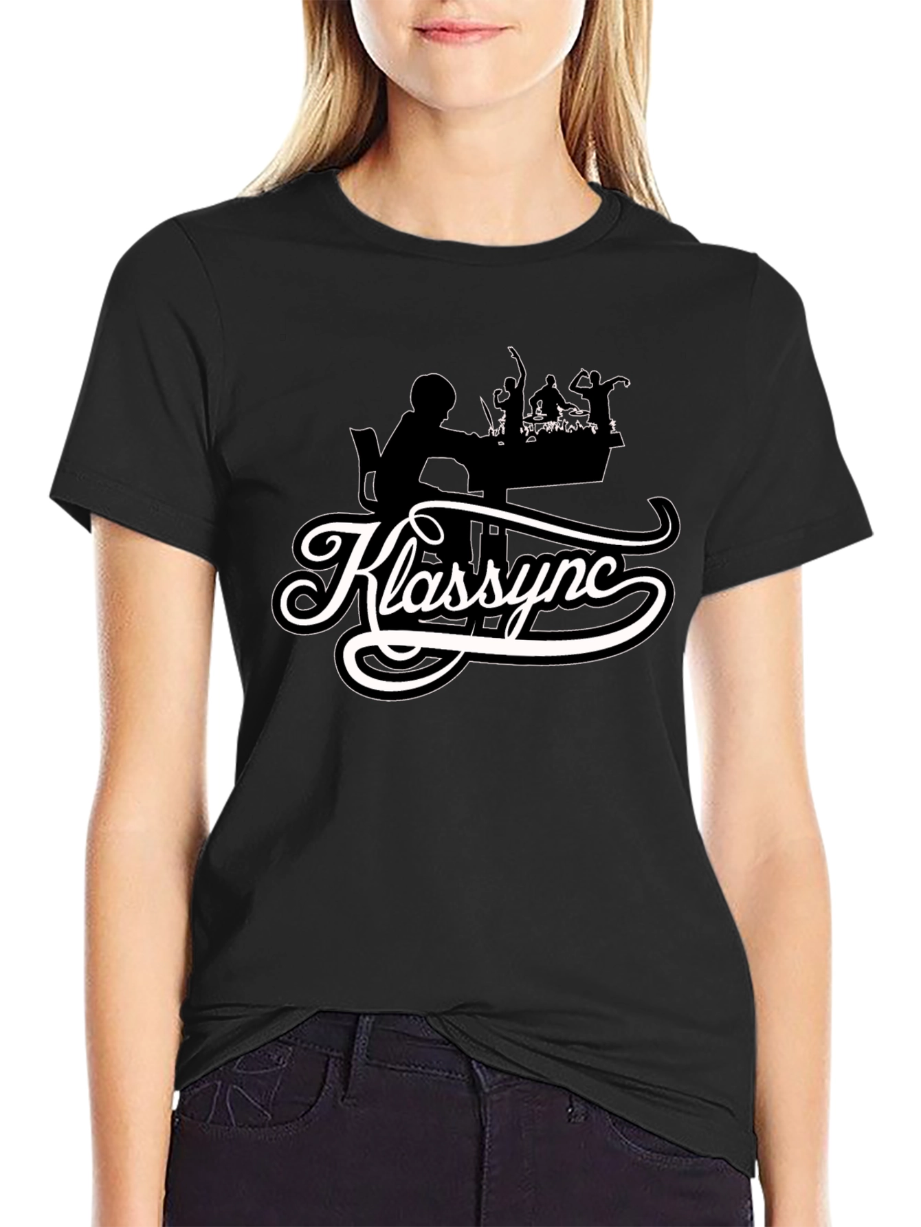 Klassync Black Graphic T-Shirt - DJ & Crowd Design