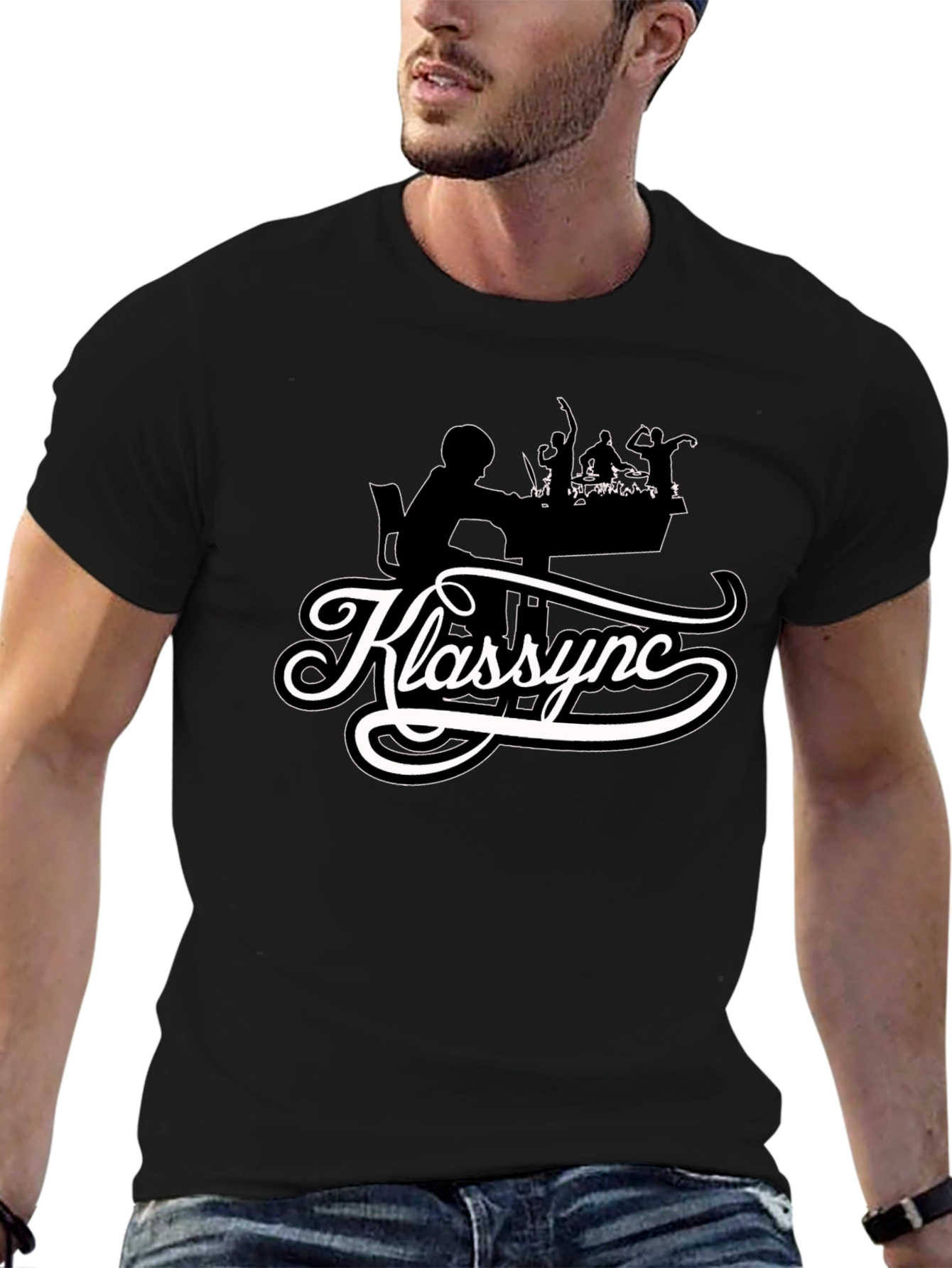 Klassync Black Graphic T-Shirt - DJ & Crowd Design