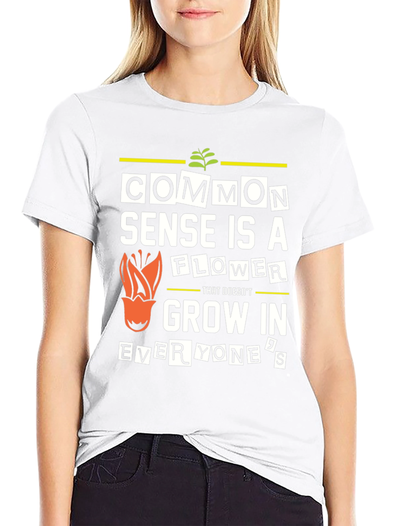 Common Sense Flower Graphic T-Shirt