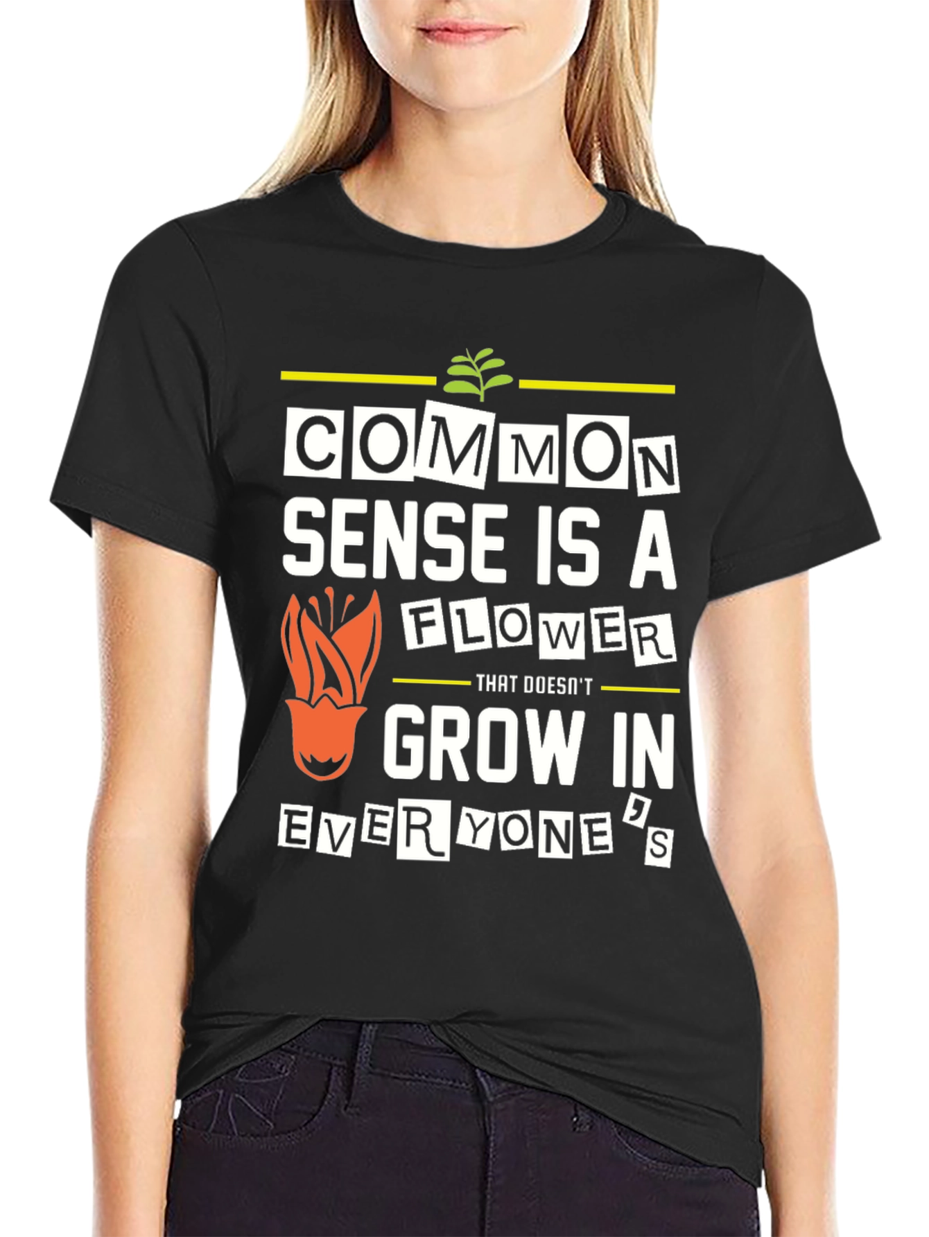 Common Sense Flower Graphic T-Shirt