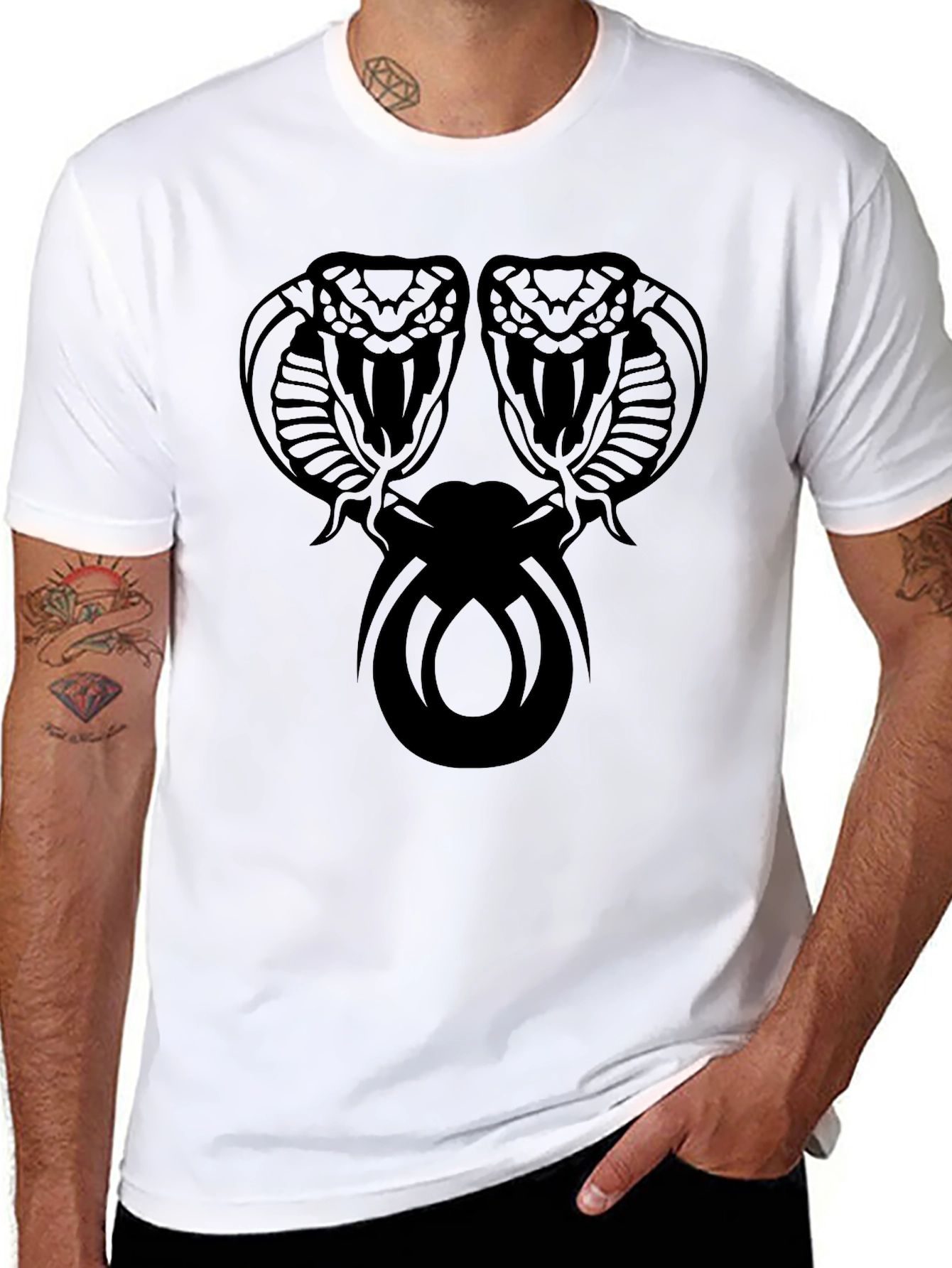 Mens Black Cobra Graphic T-Shirt