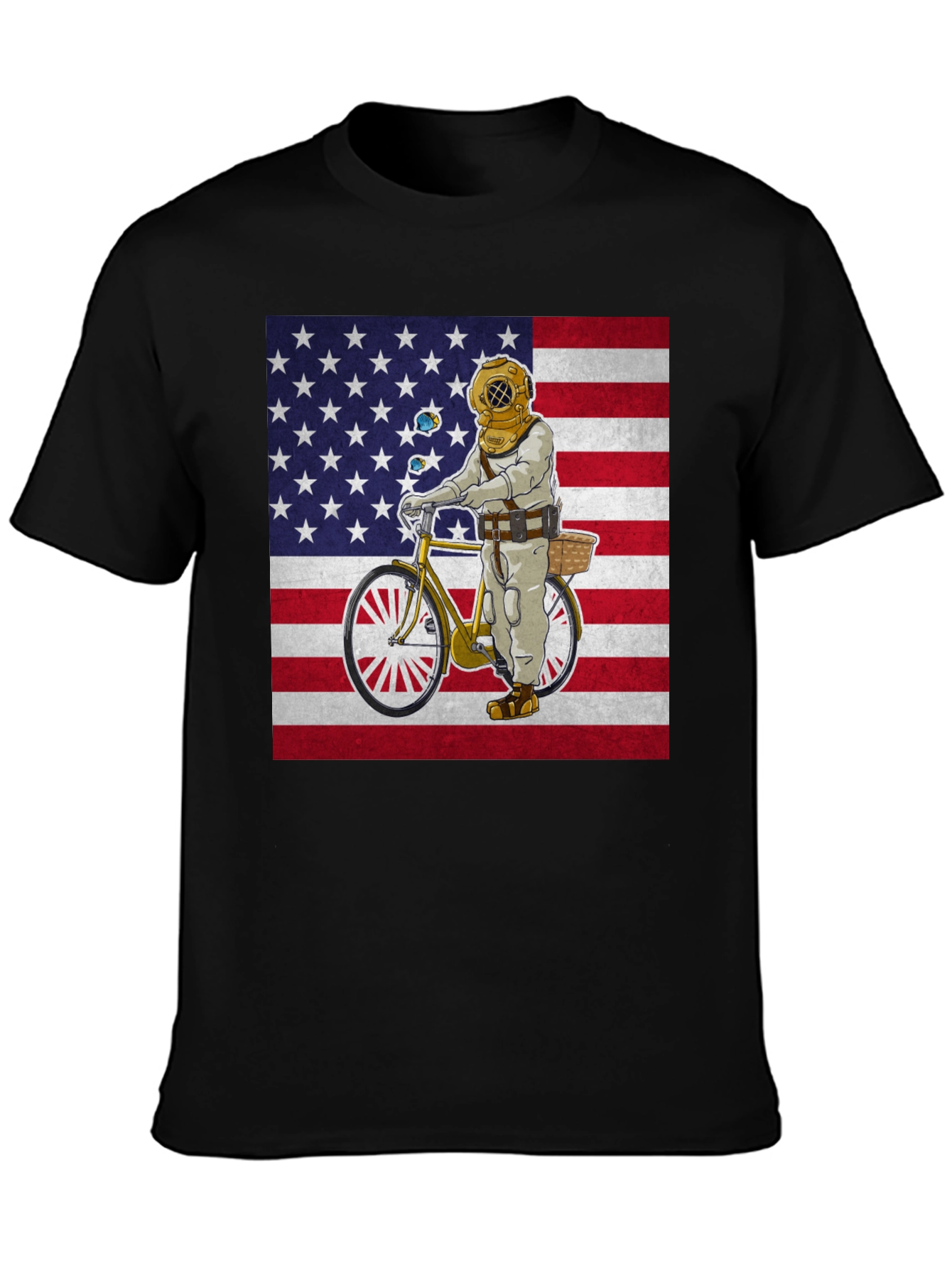 Diver on Bike USA Flag Graphic Tee