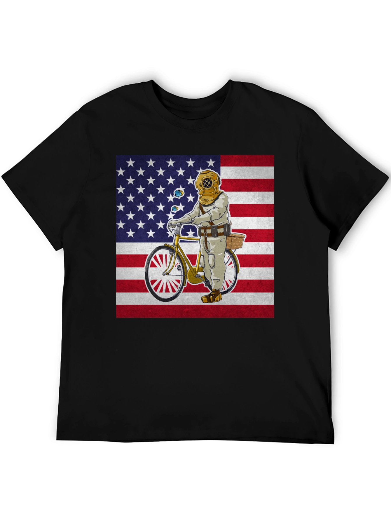 Diver on Bike USA Flag Graphic Tee