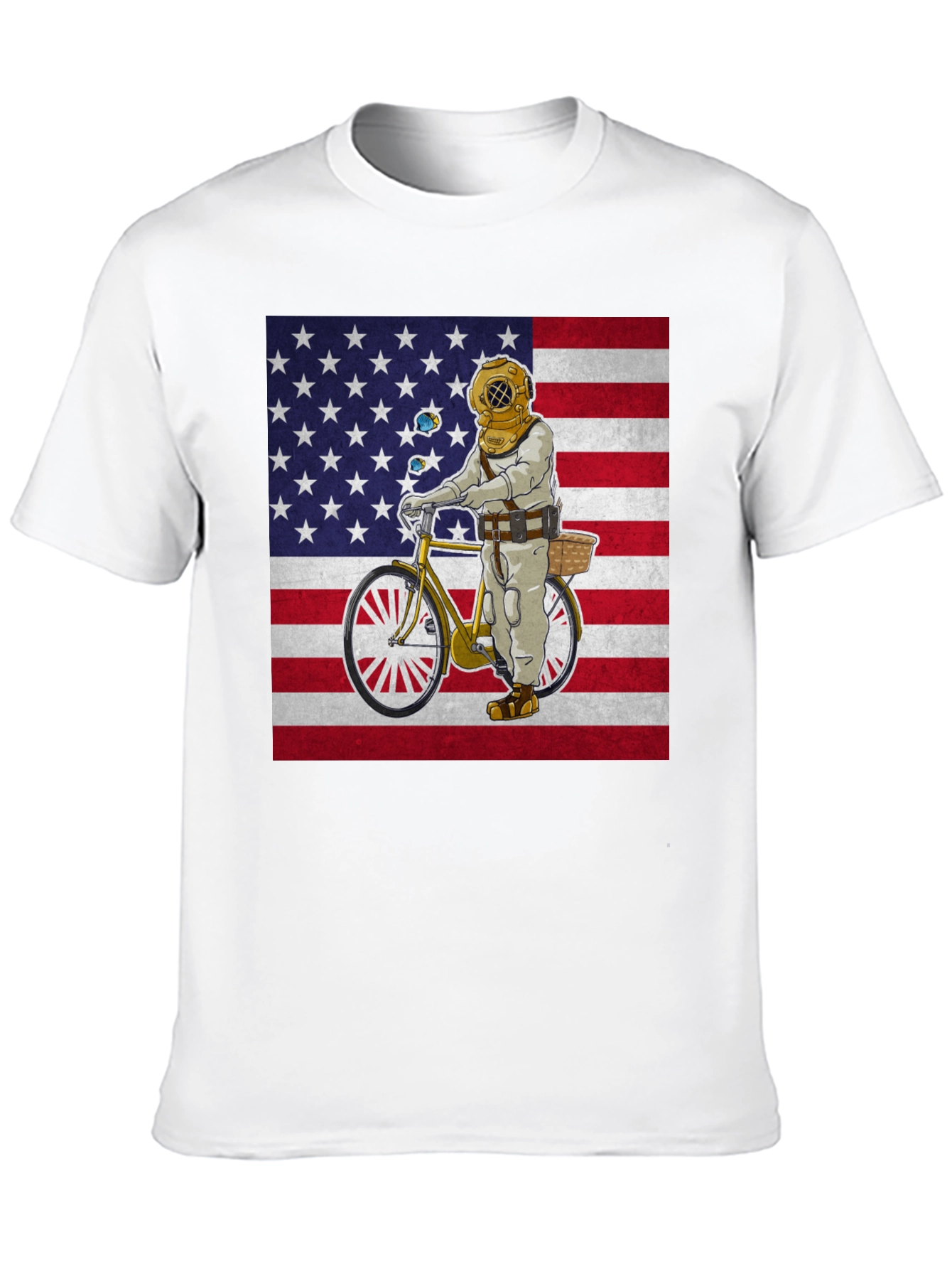 Diver on Bike USA Flag Graphic Tee