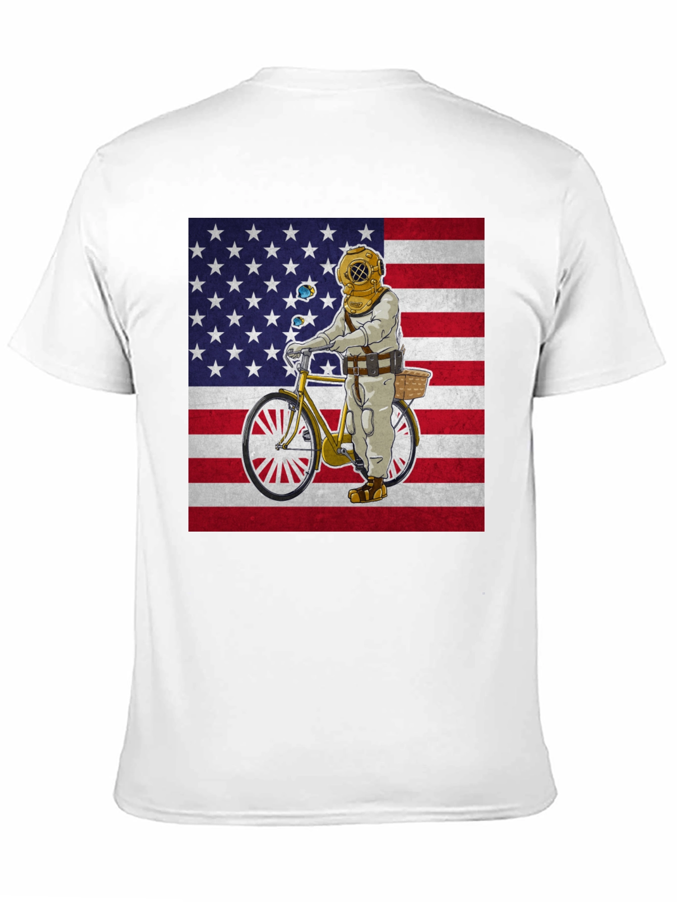 Diver on Bike USA Flag Graphic Tee