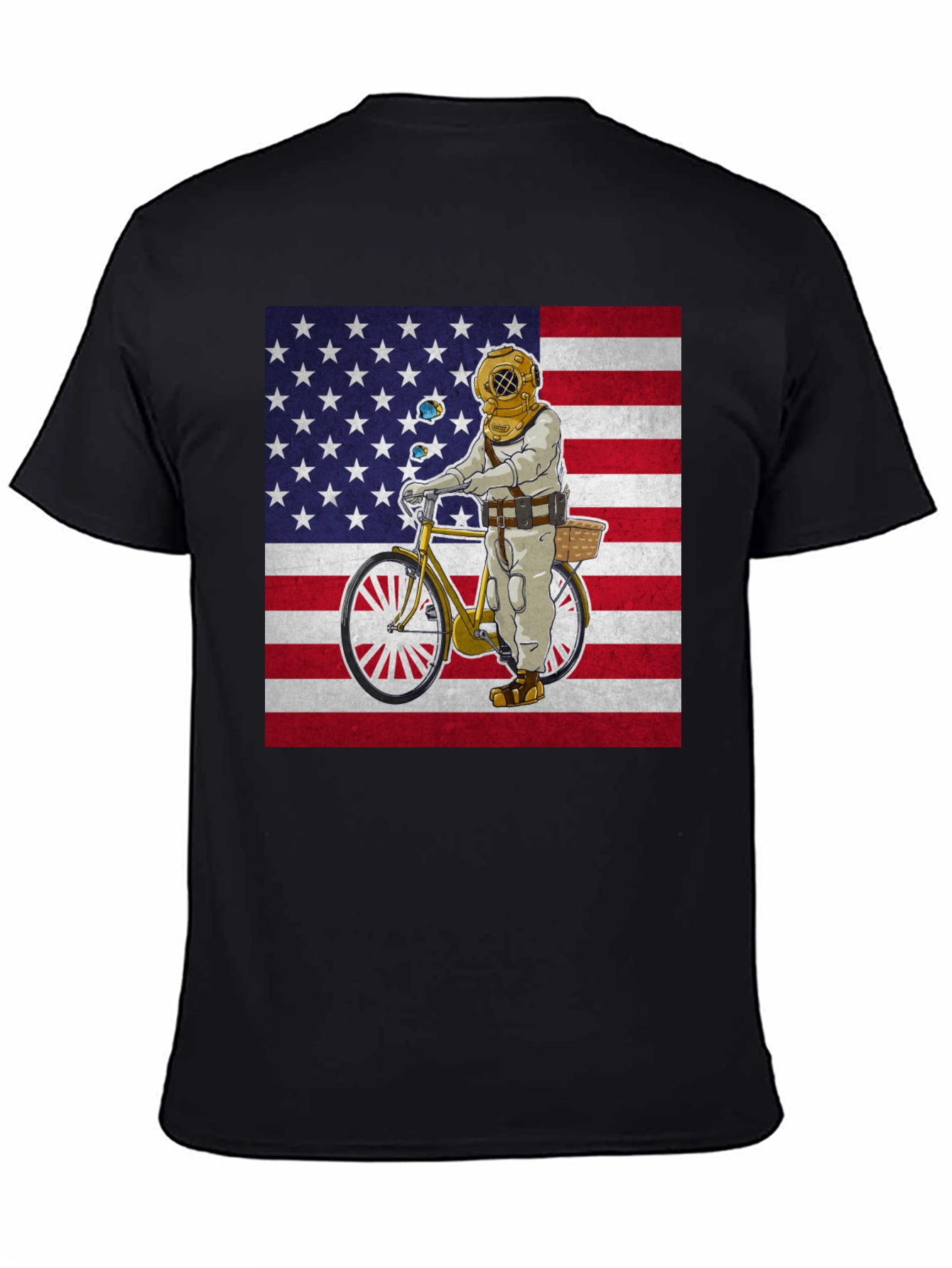 Diver on Bike USA Flag Graphic Tee