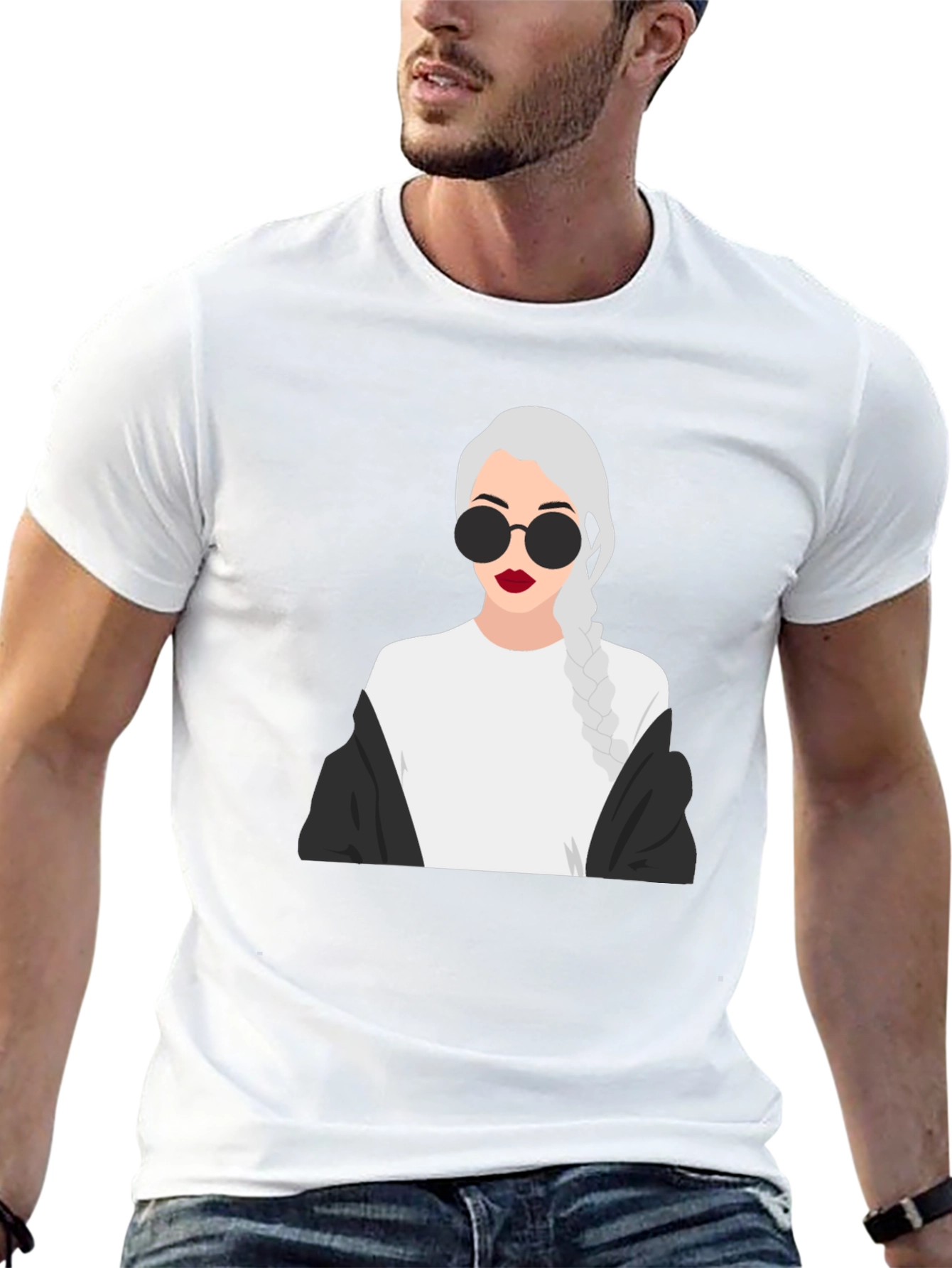 Stylish Graphic Tee - Woman with Braids & Sunglasses