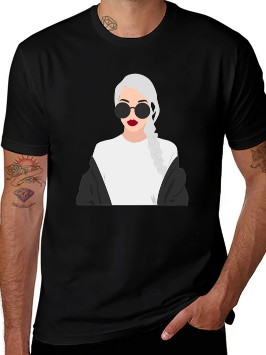 Stylish Graphic Tee - Woman with Braids & Sunglasses