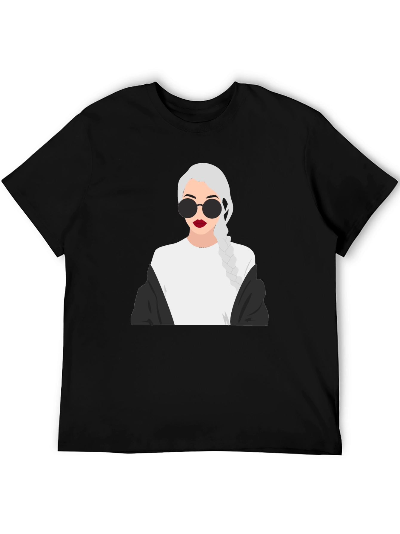 Stylish Graphic Tee - Woman with Braids & Sunglasses