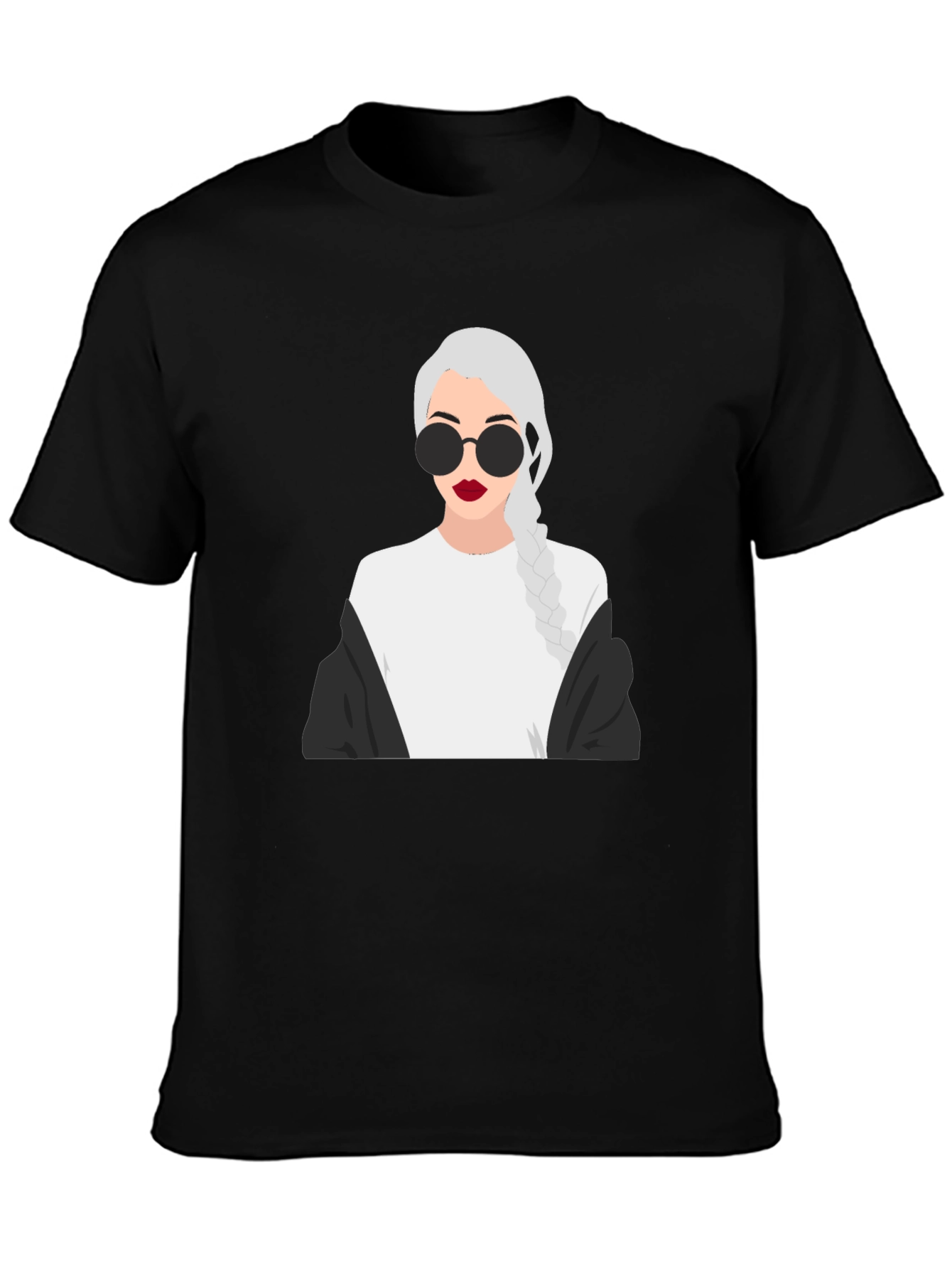 Stylish Graphic Tee - Woman with Braids & Sunglasses