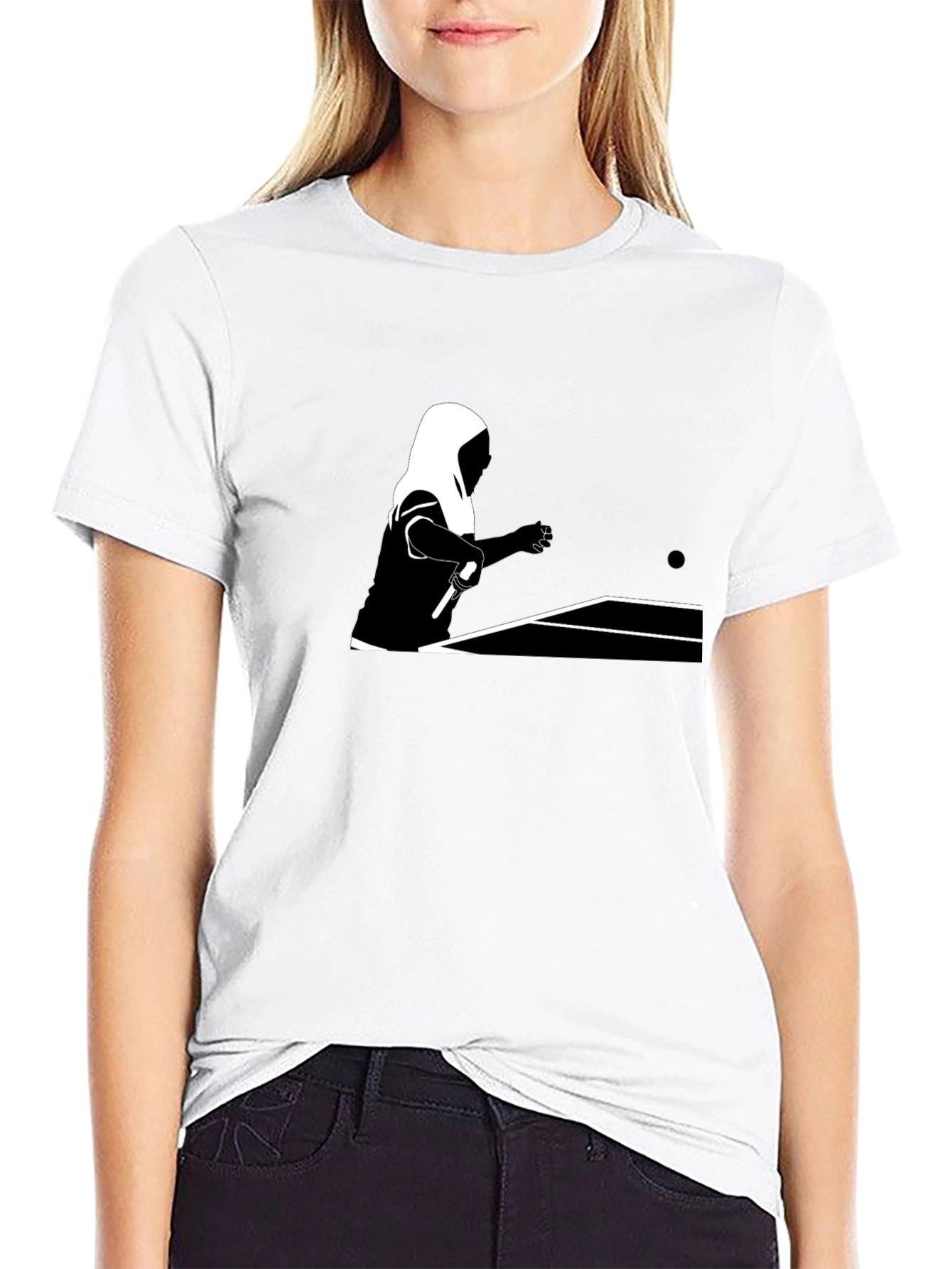 Table Tennis Graphic Tee - Black Cotton Shirt