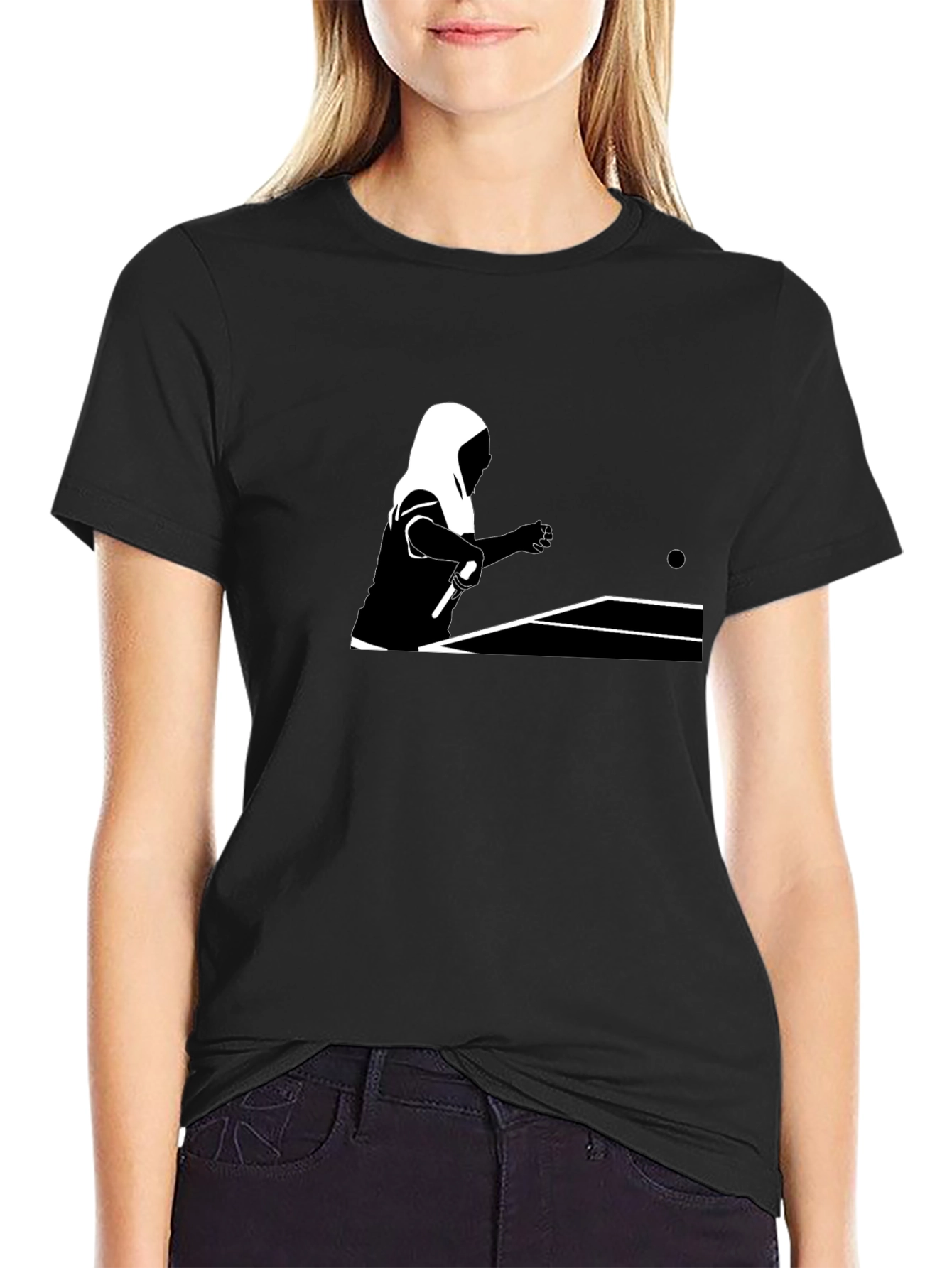 Table Tennis Graphic Tee - Black Cotton Shirt